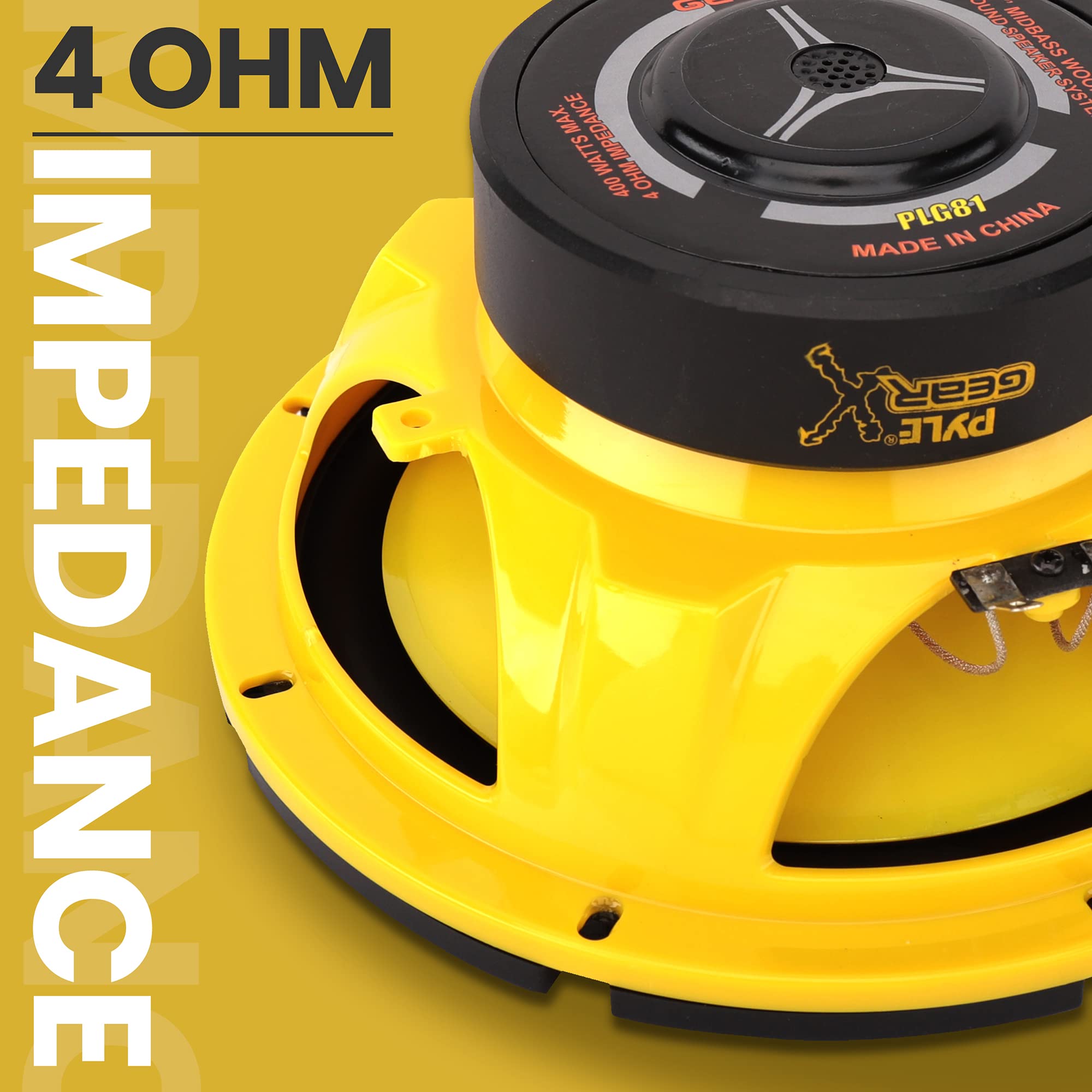 Pyle Car Midbass Speaker System - Pro 8 Inch 400 Watt 4 Ohm Auto Mid-Bass Component Poly Woofer Audio Sound Speakers For Car Ste