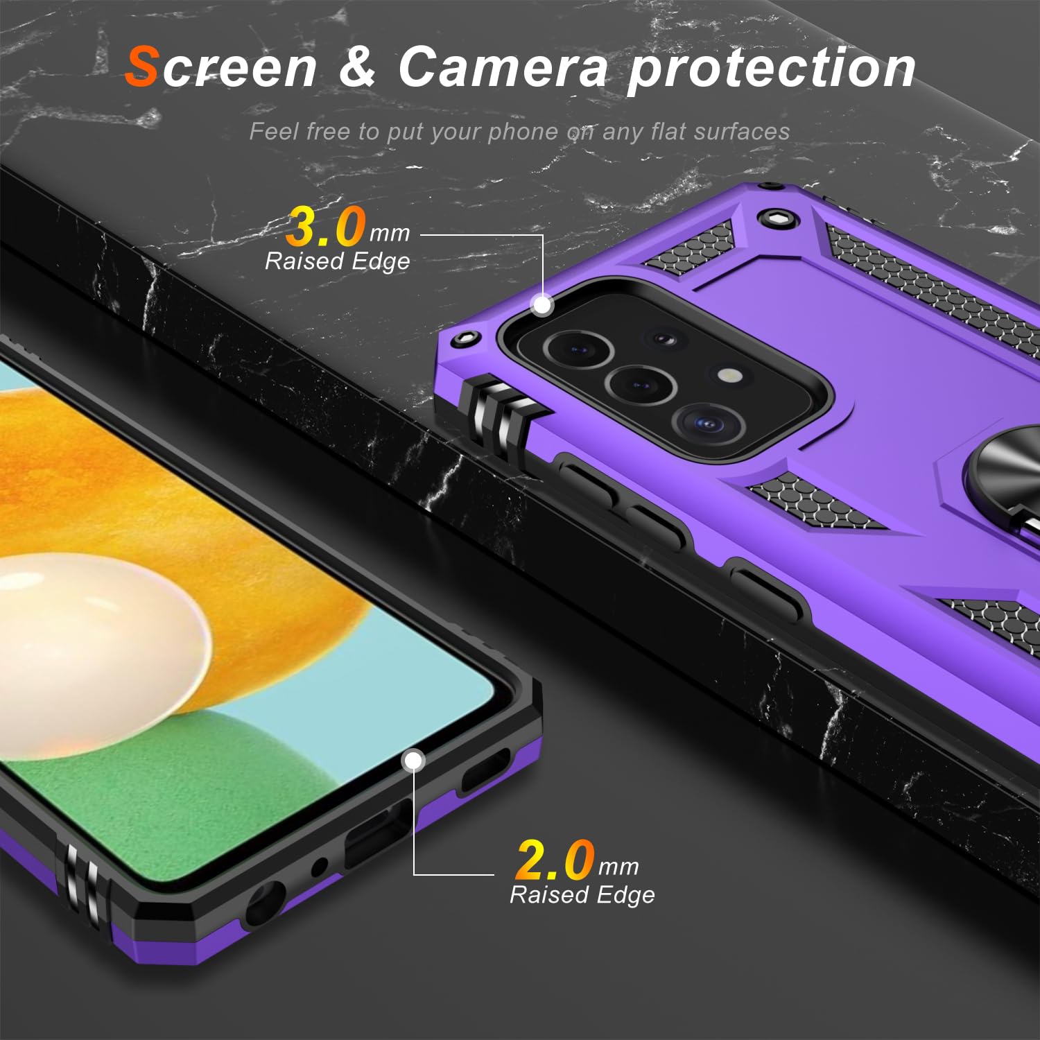 Lumarke For Galaxy A73 Case With Screen Protector,Pass 16Ft. Drop Tested Military Grade Protective Phone Cover With Magnetic Rin