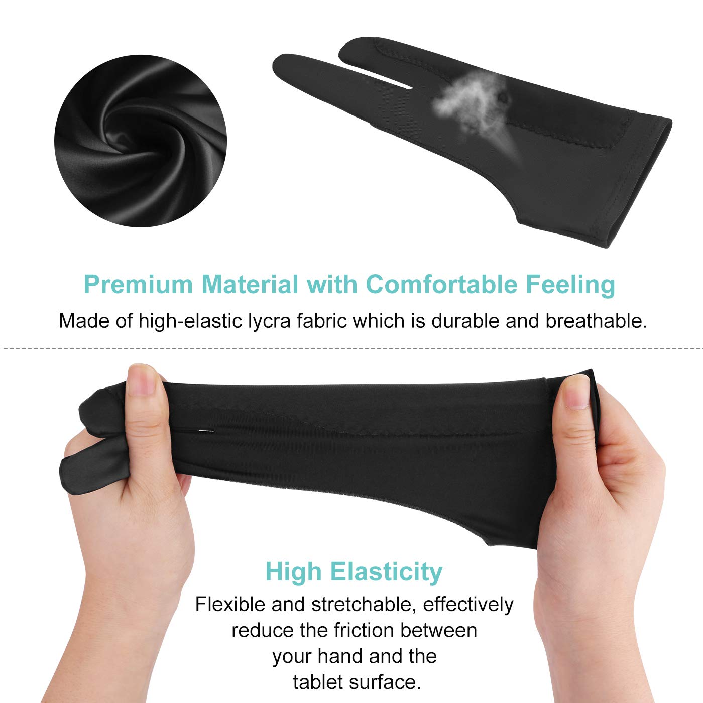 Mixoo Artists Gloves 2 Pack   Palm Rejection Gloves With Two Fingers For Paper Sketching, Ipad, Graphics Drawing Tablet, Suitabl