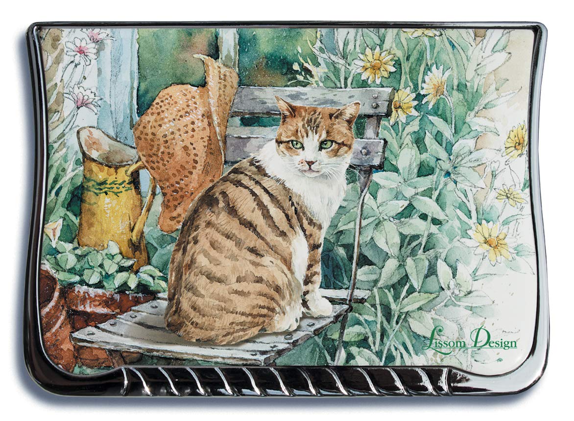 Lissom Design Compact Mirror   Handheld Magnifying Cosmetic Mirror, 3.5 X 2.63 Inch, Purrfect Sunny Day