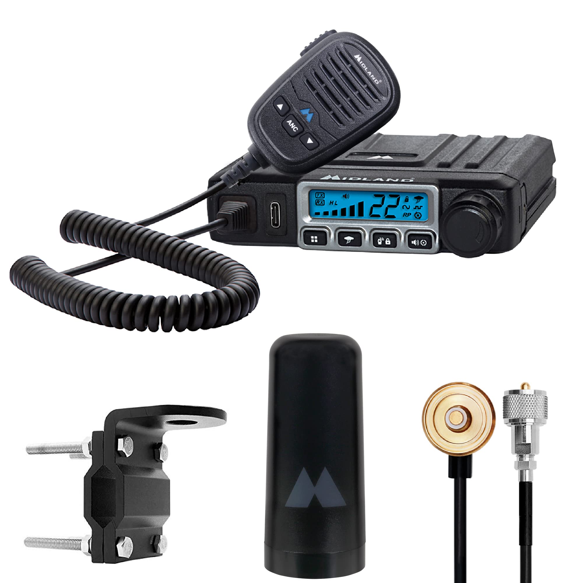 Midland � Mxt115Agvp3   15 Watt Gmrs Micromobile Two Way Radio   Off Roading Outdoor Farm Radio   Extended Range 3Db Gain Ghost Antenna, Antenna Cable, Mounting Bracket   Farm Tractor Bundle
