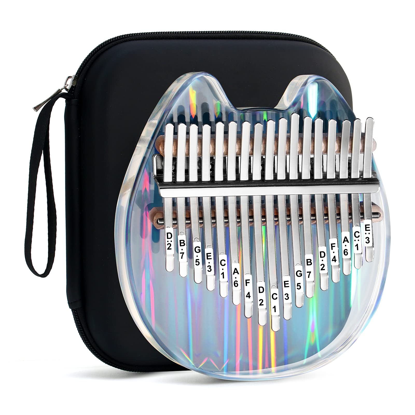 Beveetio Clear Kalimba Thumb Piano With Eva Protective Case, Transparent Crystal Kalimba 17 Key, Musical Instrument Gifts For Ki