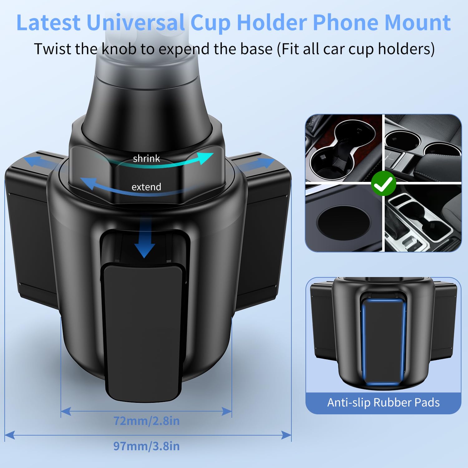 Cup Phone Holders For Your Car, Universal Adjustable Base And Long Neck Car Phone Mount Cradle, Cell Phone Holder Car Accessorie