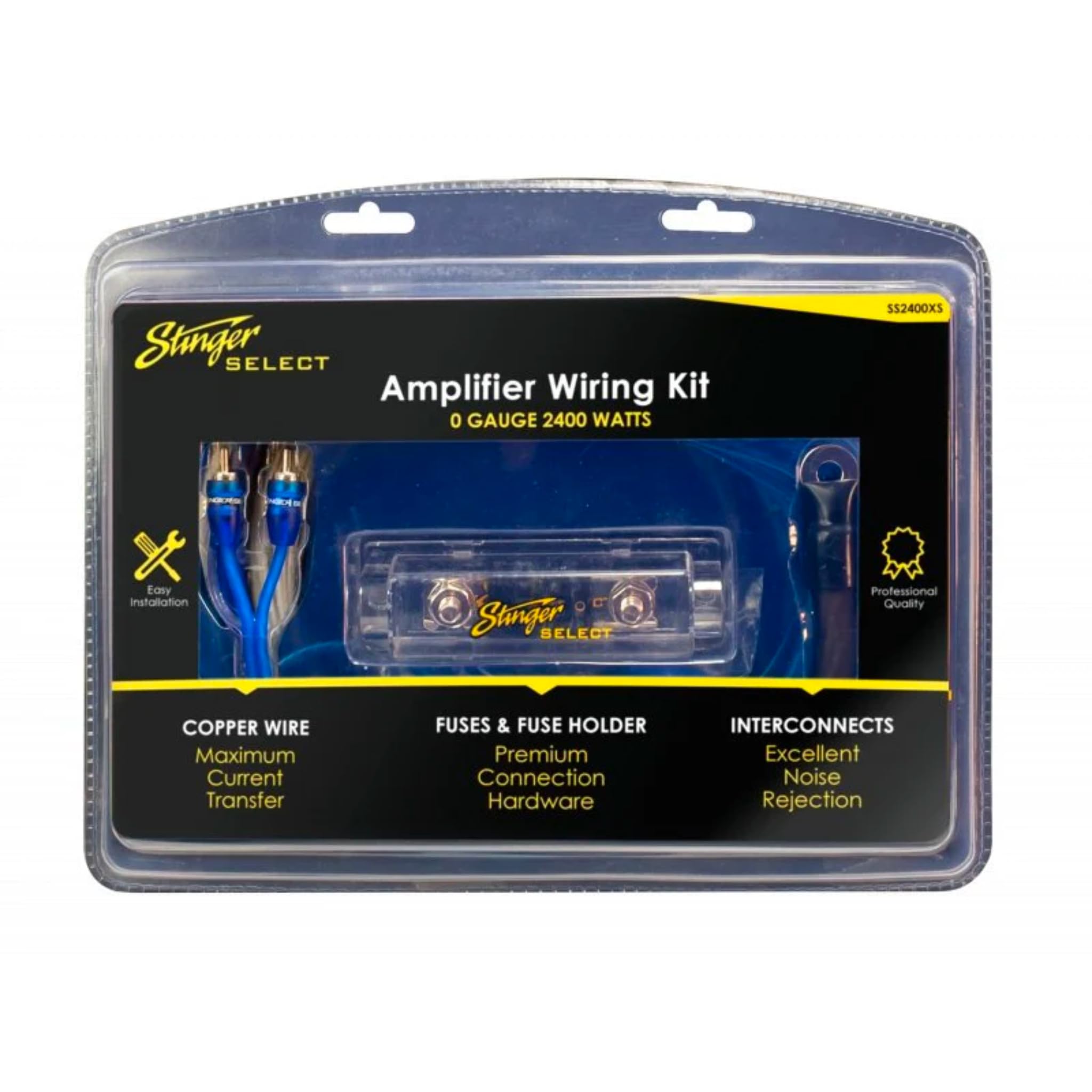 Stinger 1/0 Gauge Copper Amplifier Wiring Kit, 2400 Watt Sub Wiring Kit, Complete Amp Wiring Kit For Easy Installation (Ss2400Xs