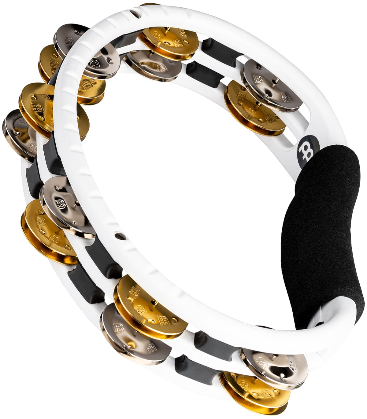Meinl Percussion Traditional Tambourine, Handheld Half Moon Shape With Synthetic Frame � Not Made In China � Double Row Dual Alloy Jingles, 2 Year Warranty (Tmt1M Wh)