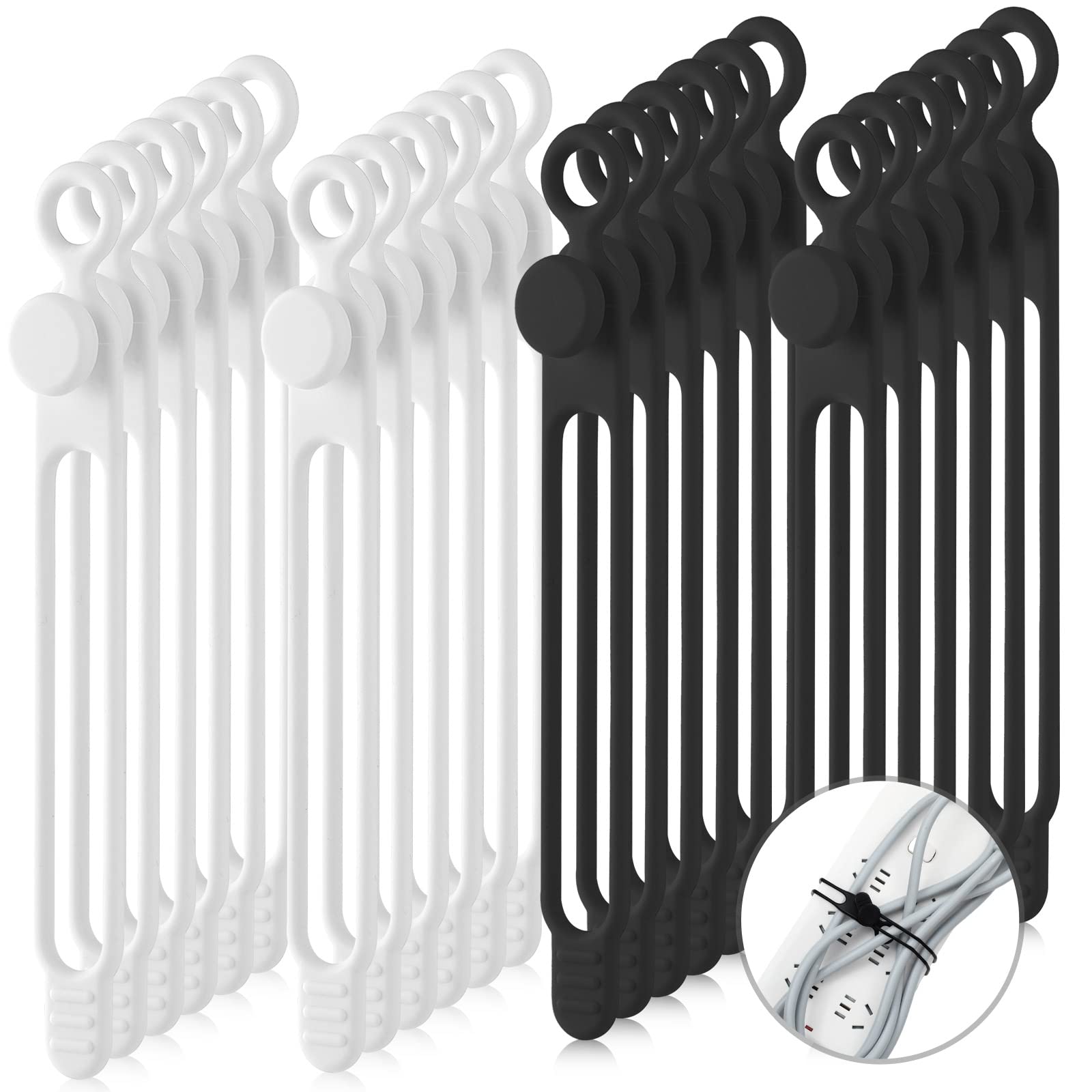 40 Pcs Silicone Cable Ties Reusable Holder Strap Cord Ties Adjustable Cable Straps Multipurpose Charging Cable Organizer For Fas