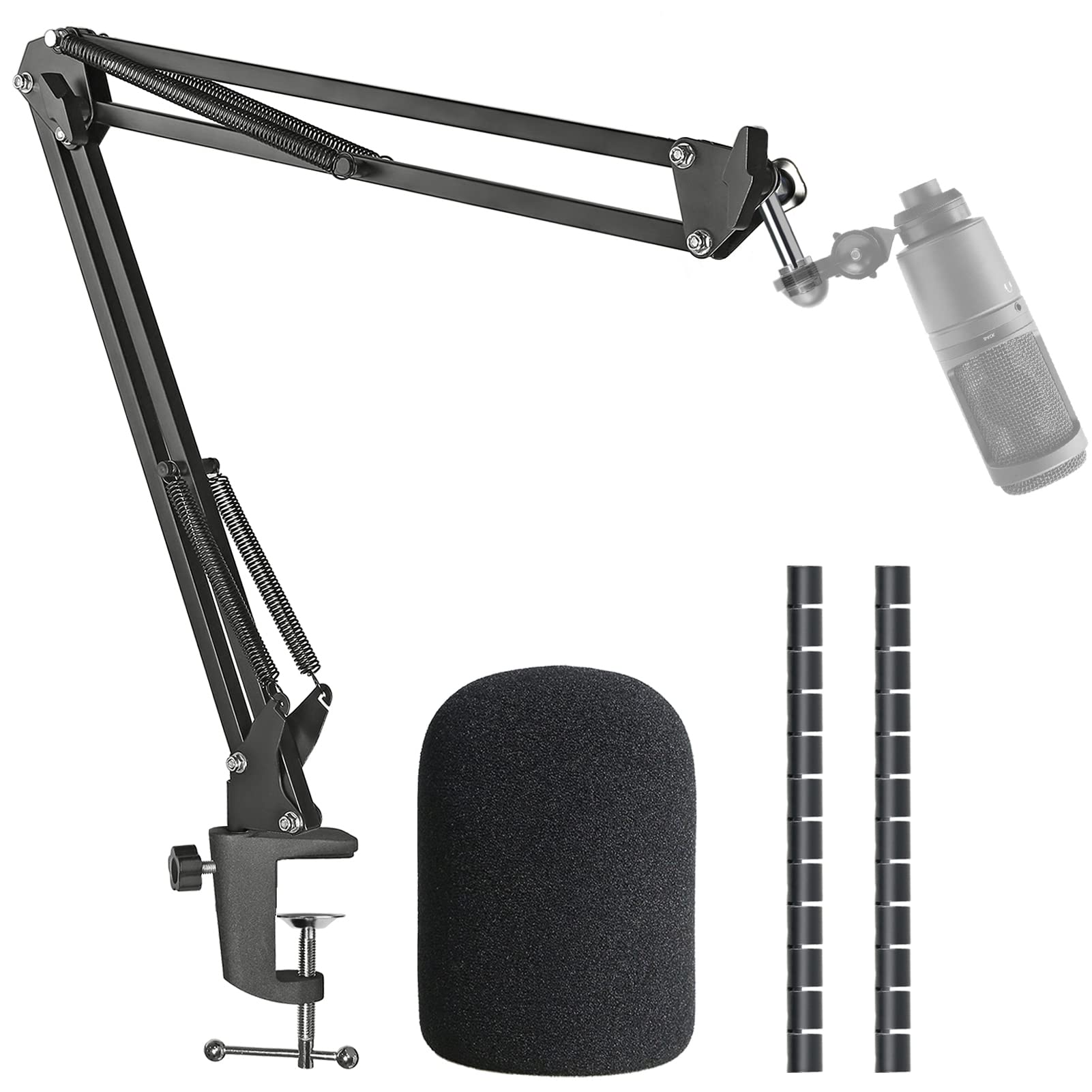 At2020 Mic Boom Arm Stand With Pop Filter, Compatible With Audio Technica At2020, Audio Technica At2020V Usb Microphone With Cab