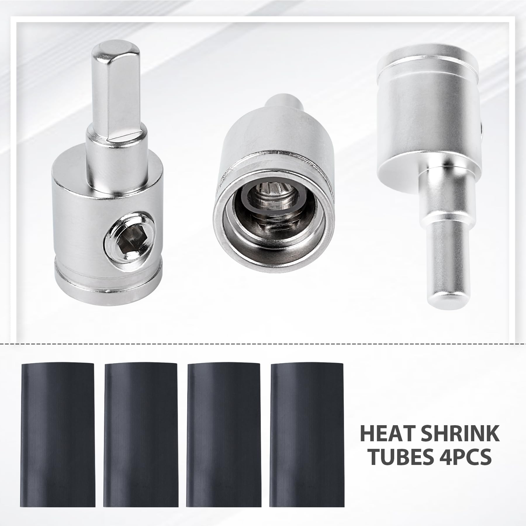 Tottist Amp Input Reducer 4 Gauge To 8 Gauge (4Pcs) Car Stereo Audio Awg Pin Power Ground Wire Reducer 4Pcs