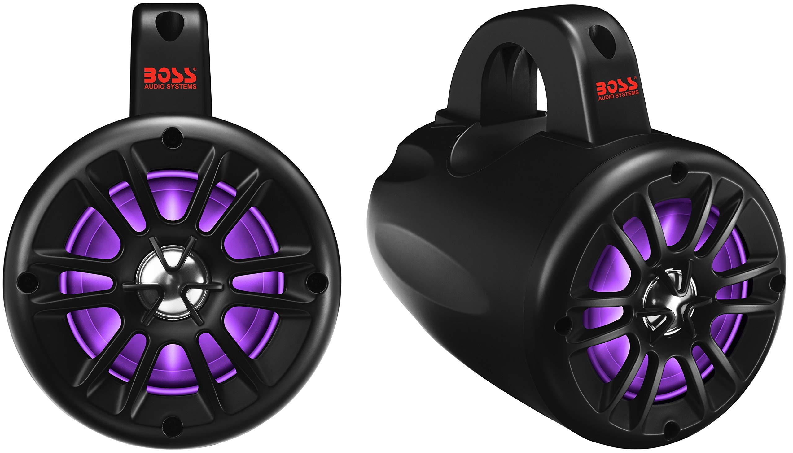 Boss Audio Systems B40Rgb Atv Utv Weatherproof Waketower Speaker System   Amplified, 4 Inch, Full Range, 2 Way, Bluetooth, Rgb L