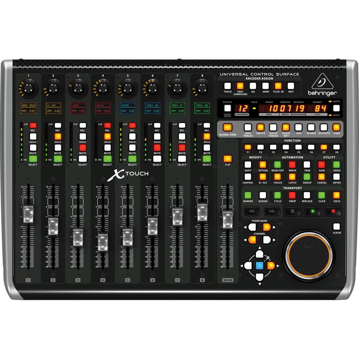 Behringer X-Touch Universal Control Surface With 9 Touch-Sensitive Motor Faders, Lcd Scribble Strips And Ethernet/Usb/Midi Inter