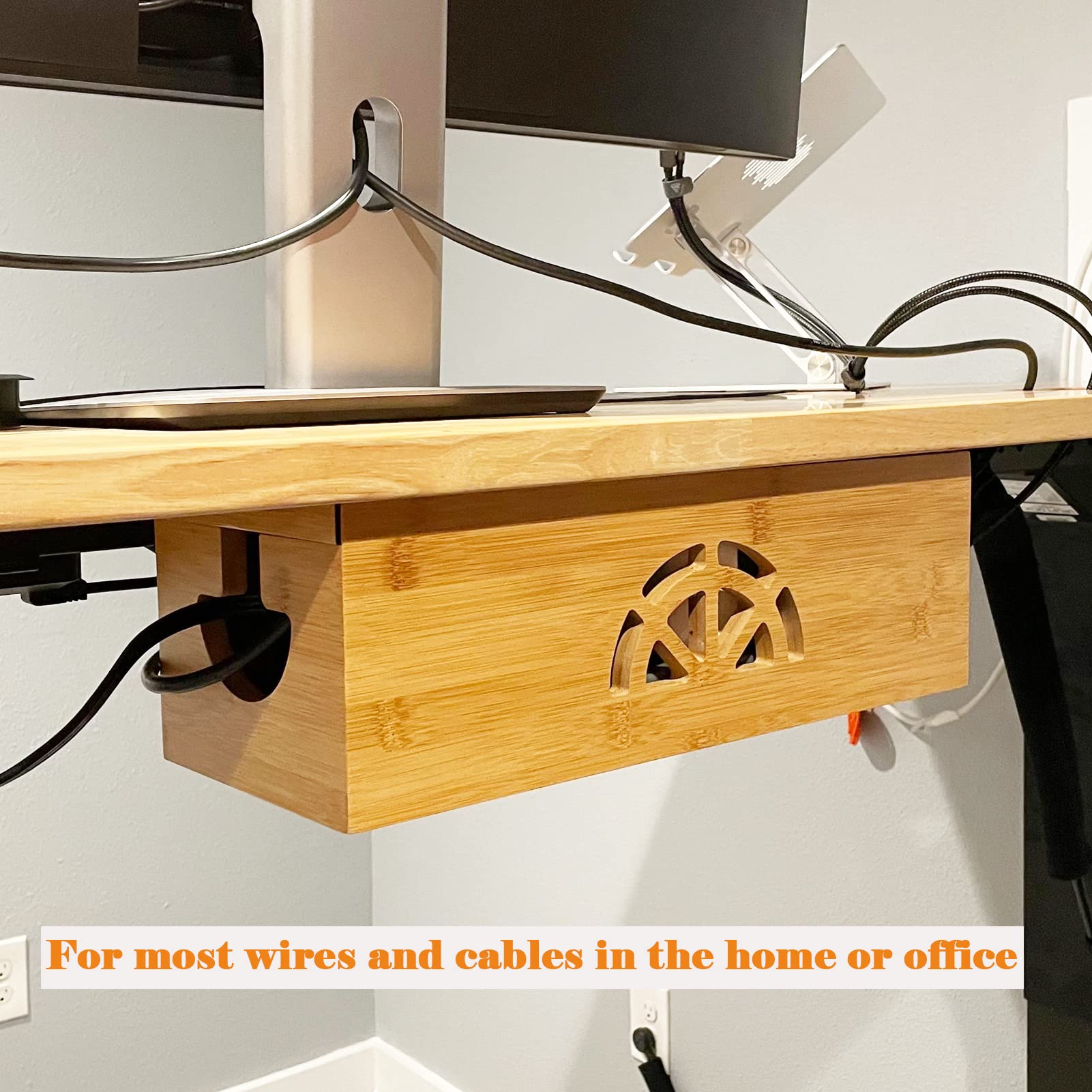 Cable Management Box,Bamboo Cable Management Box,Cord Management Box For Desk, Behind Tv, Home Hall, Computer Power