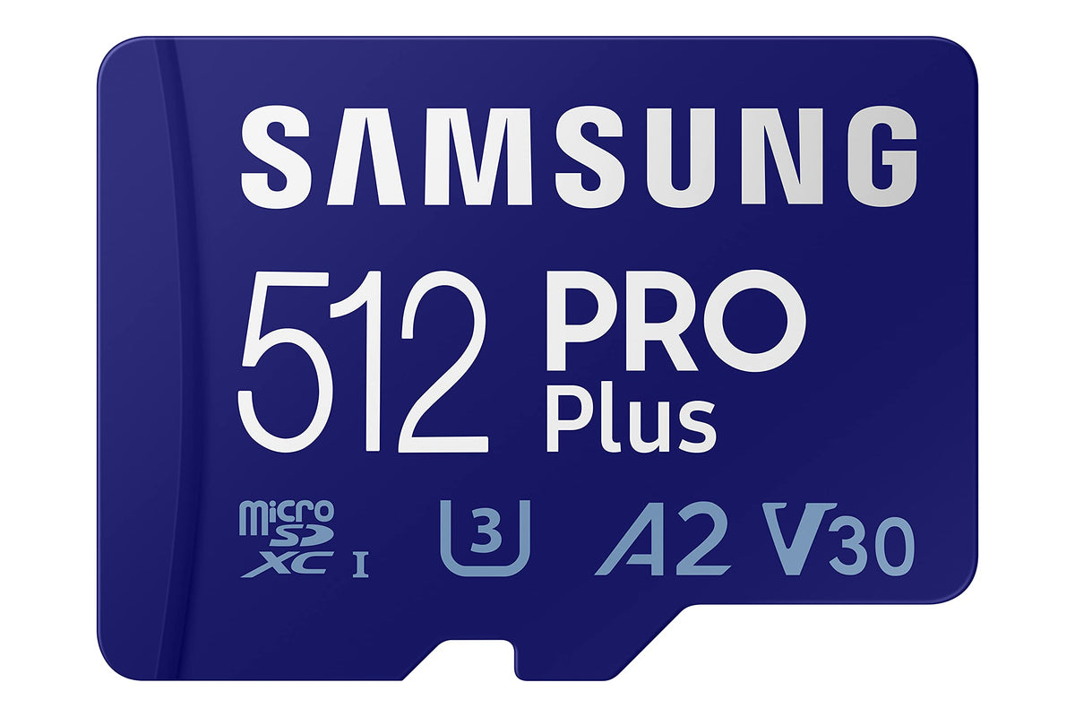 Samsung Pro Plus + Adapter 512Gb Microsdxc Up To 160Mb/S Uhs I, U3, A2, V30, Full Hd & 4K Uhd Memory Card For Android Smartphone
