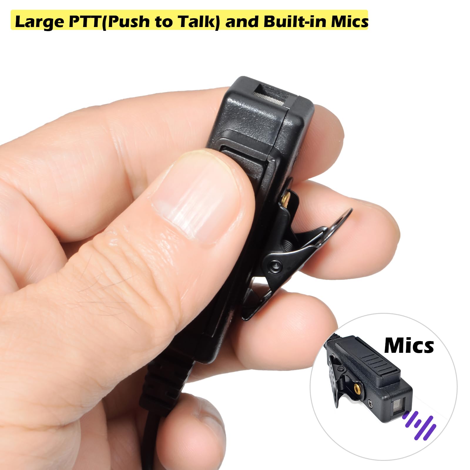 Hyshikra Universal 2 Pin K1 To 3.5Mm Audio Adapter With Ptt(Push To Talk) Compatible With Baofeng Uv5R 888S, Kenwood Radios & 3.