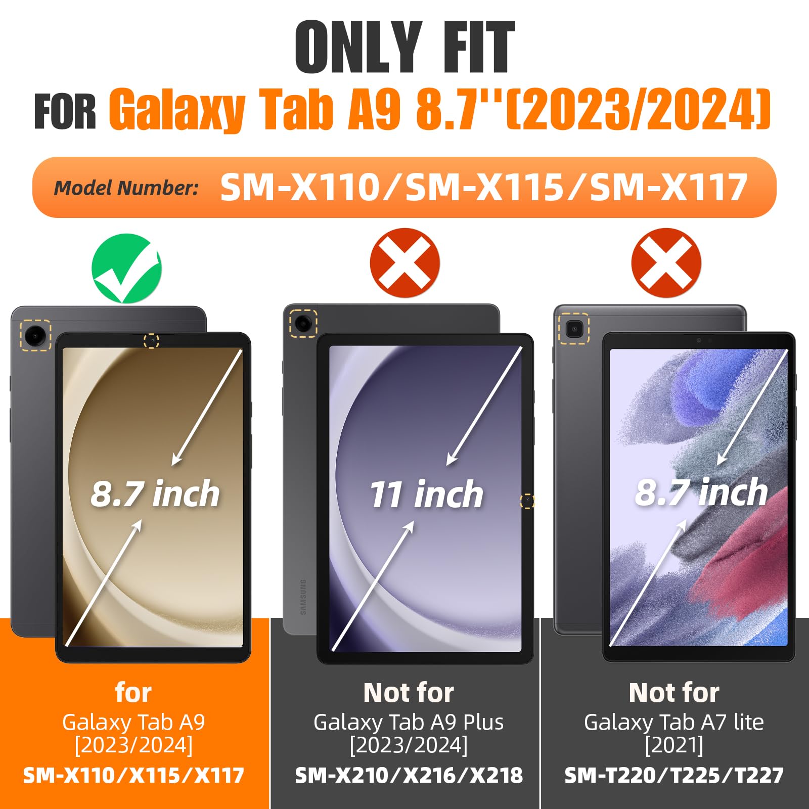 Seymac Stock Case For Samsung Galaxy Tab A9 8.7  , Full-Body Drop Protection Case With Screen Protector Pencil Holder [360 Rot