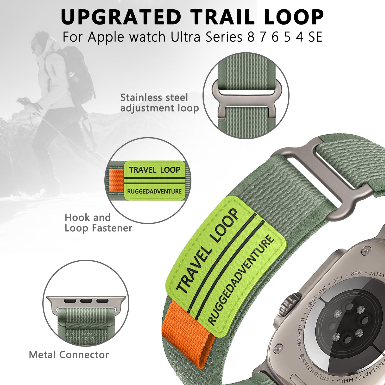 Trail Loop For Apple Watch Ultra Band 49Mm 45Mm 44Mm 42Mm Iwatch Ultra 2 Band Women Men,Rugged Sport Strap Soft Nylon Wristband