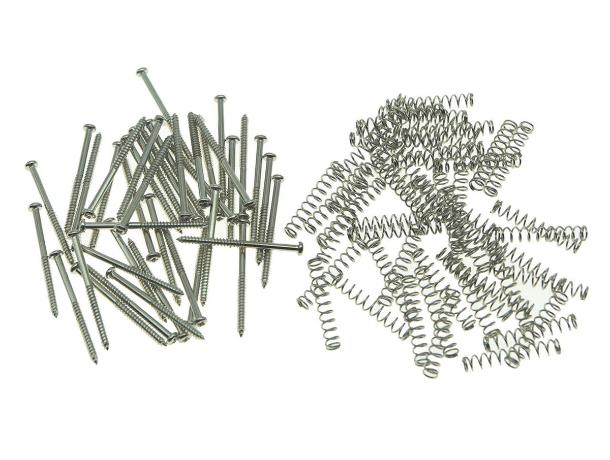 Kaish 50Pcs Bass Guitar Pickup Mounting Screws Pickup Springs For Precision P Bass Or J Bass Or P90 Soap Bar Pickups Nickel