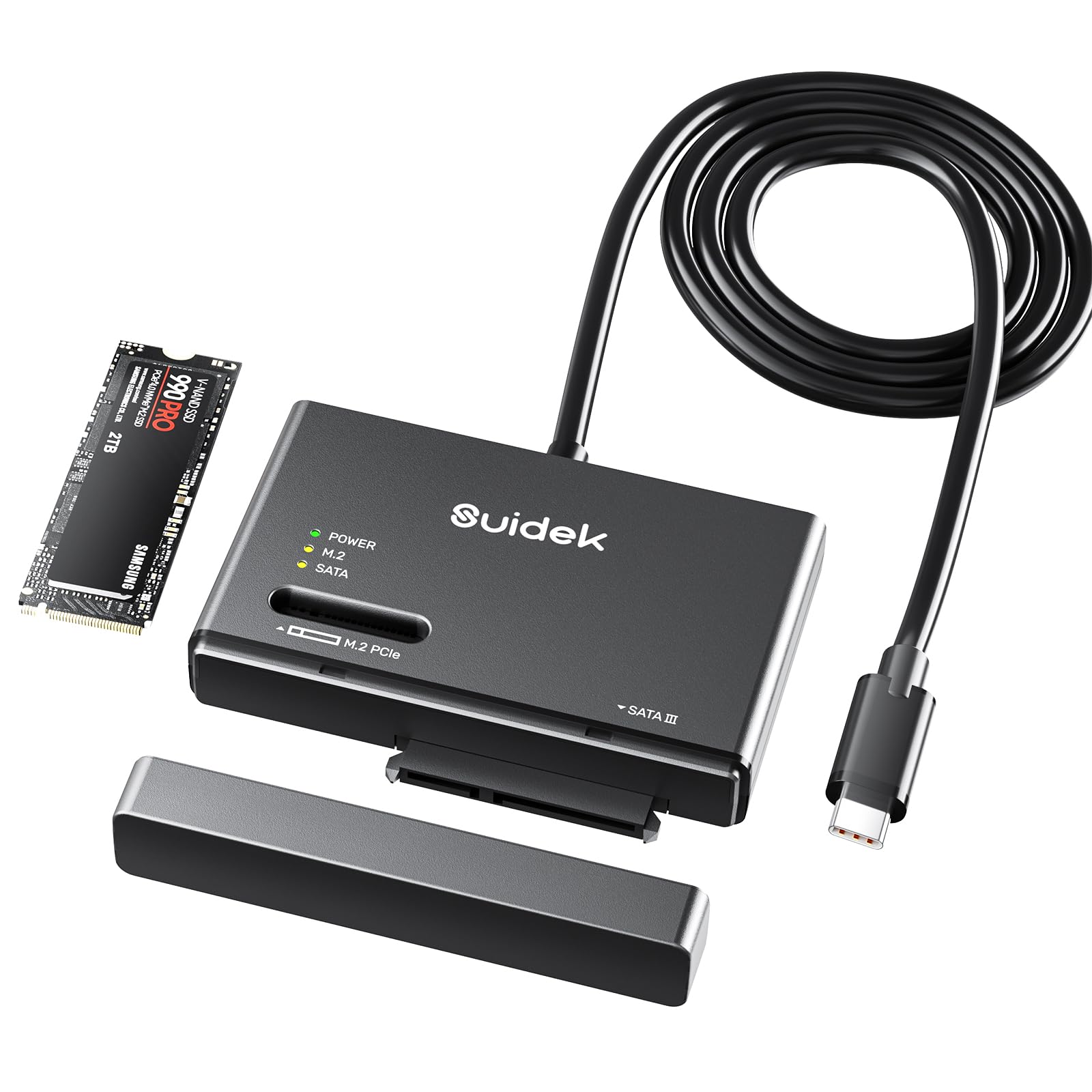 Suidek M.2 Nvme Ssd Enclosure Adapter Type C 10Gbps To M.2 And Sata Hard Drive Reader External M.2 Pcie Nvme Ssd Enclosure Compa