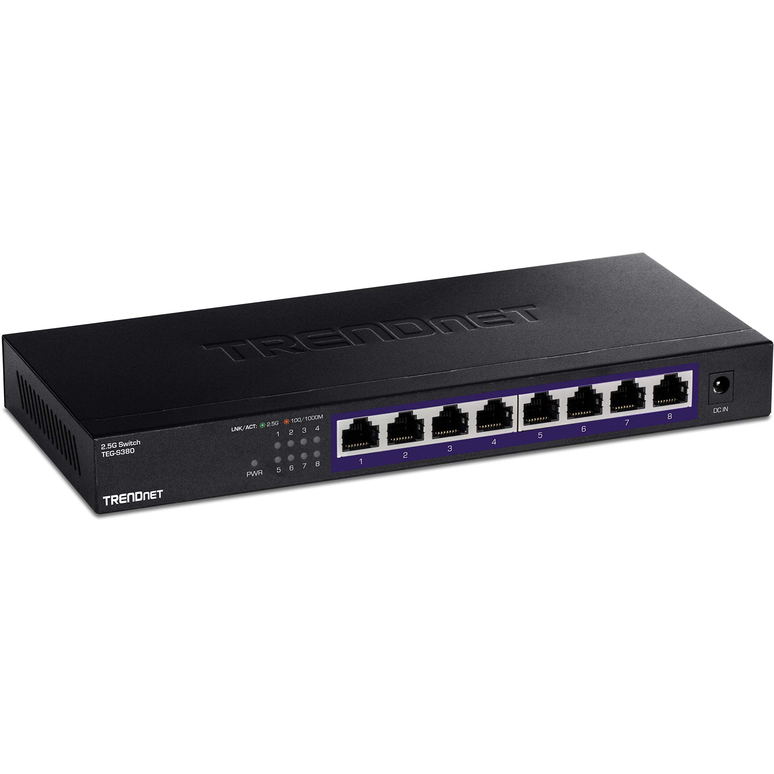 Trendnet 8 Port Unmanaged 25G Switch, 8 X 25Gbase T Ports, 40Gbps Switching Capacity, Backwards Compatible With 10 100 1000Mbps