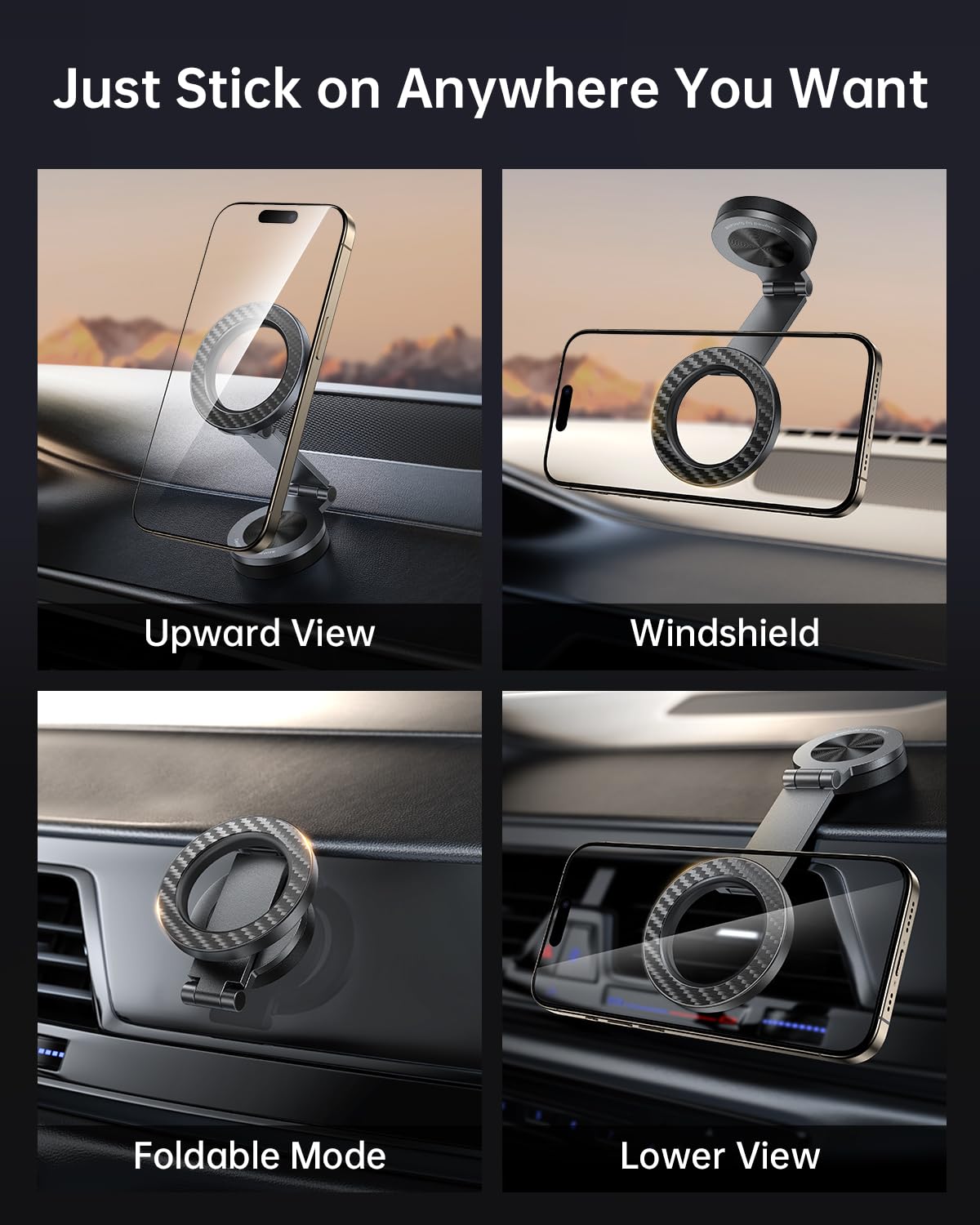 Syncwire For Magsafe Car Mount - [360 Rotation] Magnetic Phone Holder For Car, Adjustable Metal Arm, Car Magnet Phone Mount For