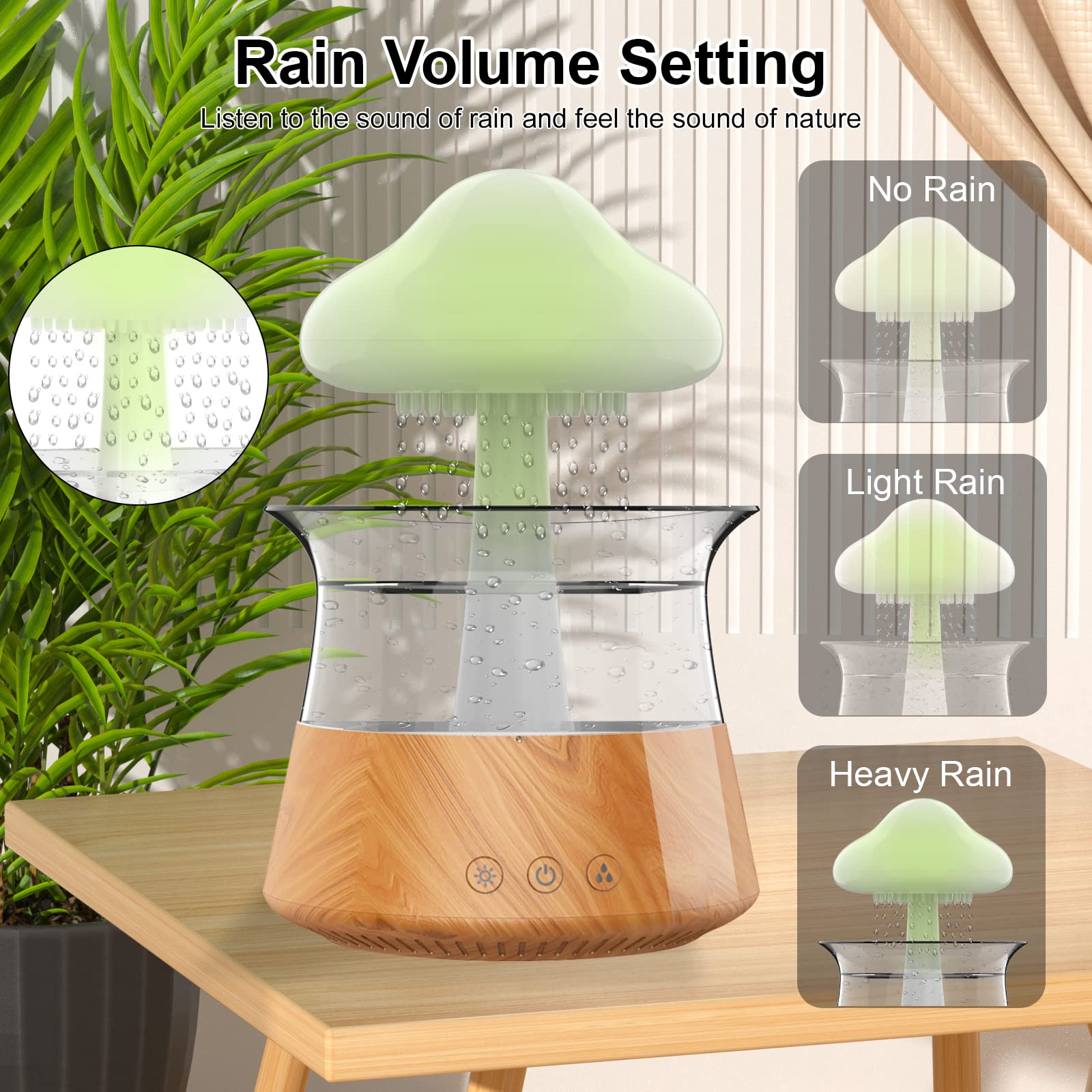 Cloud Rain Humidifiers For Bedroom & Large Room   Essential Oil Diffuser With 7 Colors Led Lights   Whole House Coverage Auto Sh