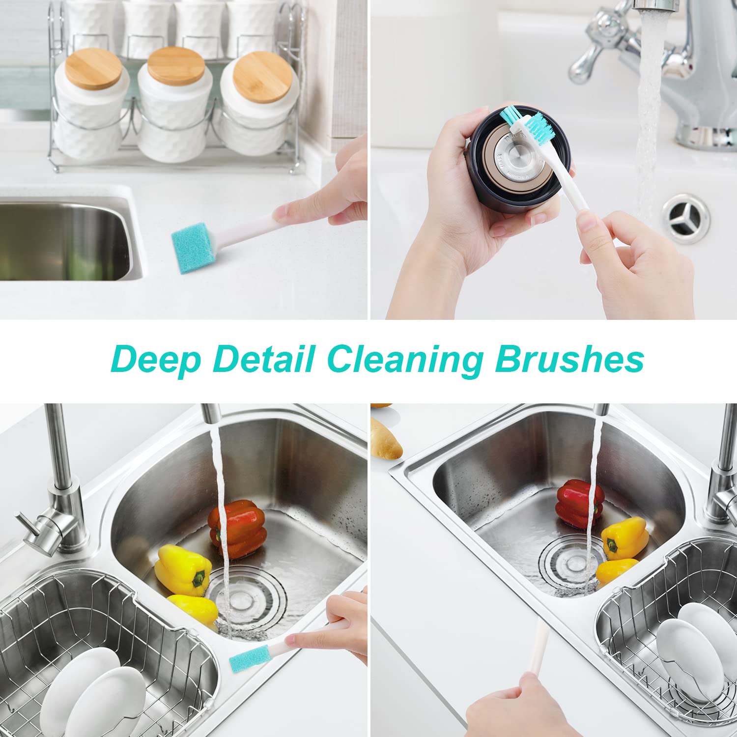 Savita 16Pcs Small Household Cleaning Brushes, Tiny Cleaning Brush Set Micro Scrubber 8 In 1 Detail Sponge Cleaning Brush Small