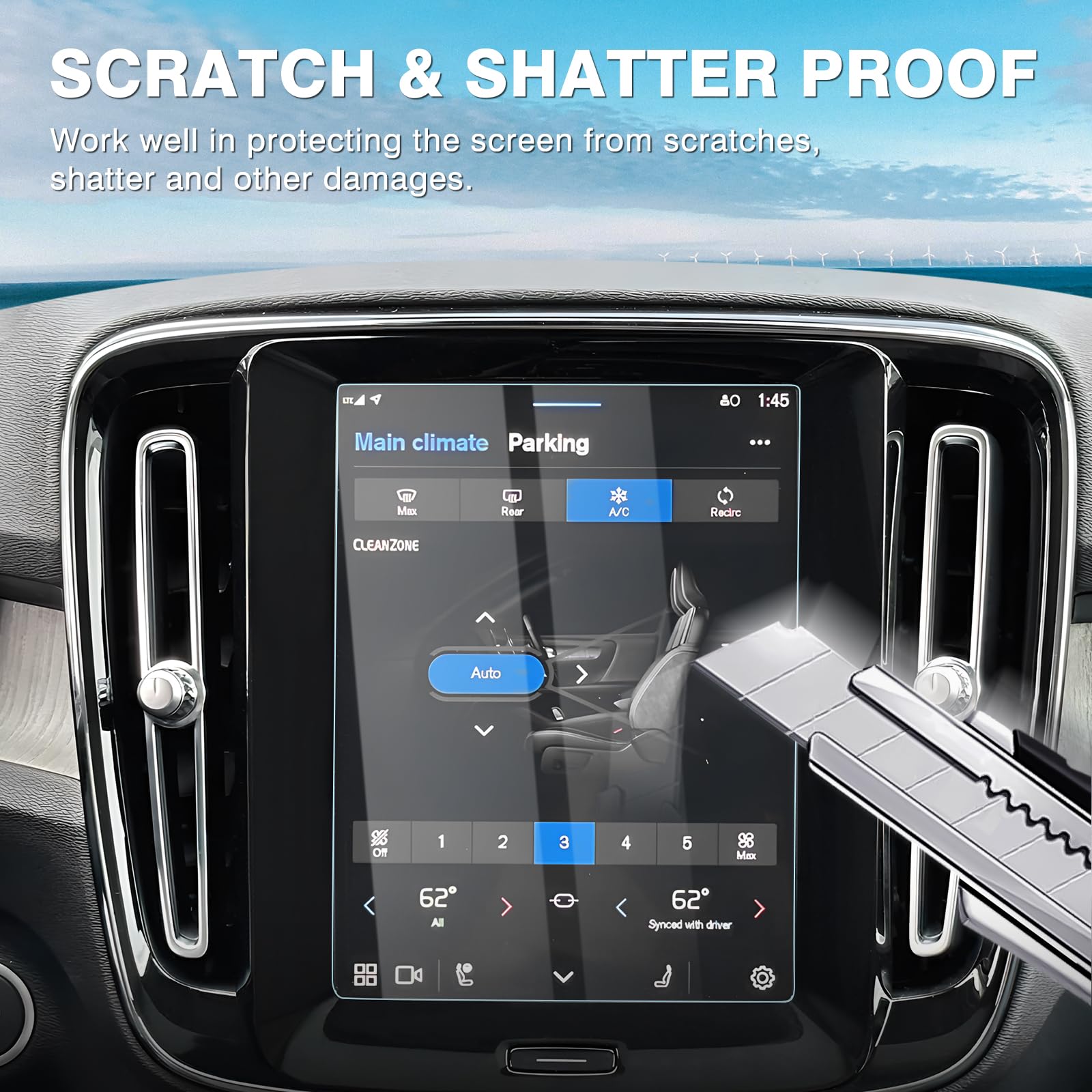 Karltys 2 Pack 8.7 Inch Screen Protector For Volvo Xc40 Xc60 Xc90 S60 S90 V60 V90 2017 2024 2025, Touchscreen Tempered Glass Protector Ultra Clear Anti Glare Car Screen Cover For Volvo Accessories