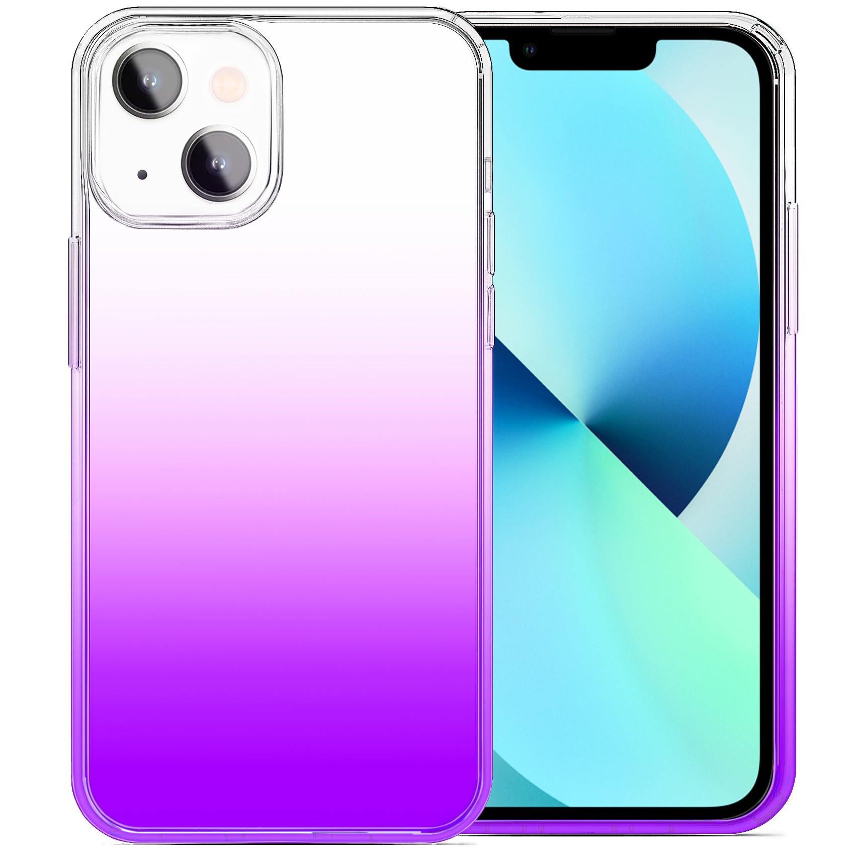 Jjgoo Compatible With Iphone 13 Case Clear Soft Transparent Shockproof Protective Slim Thin Bumper Phone Cover, Gradient Purple