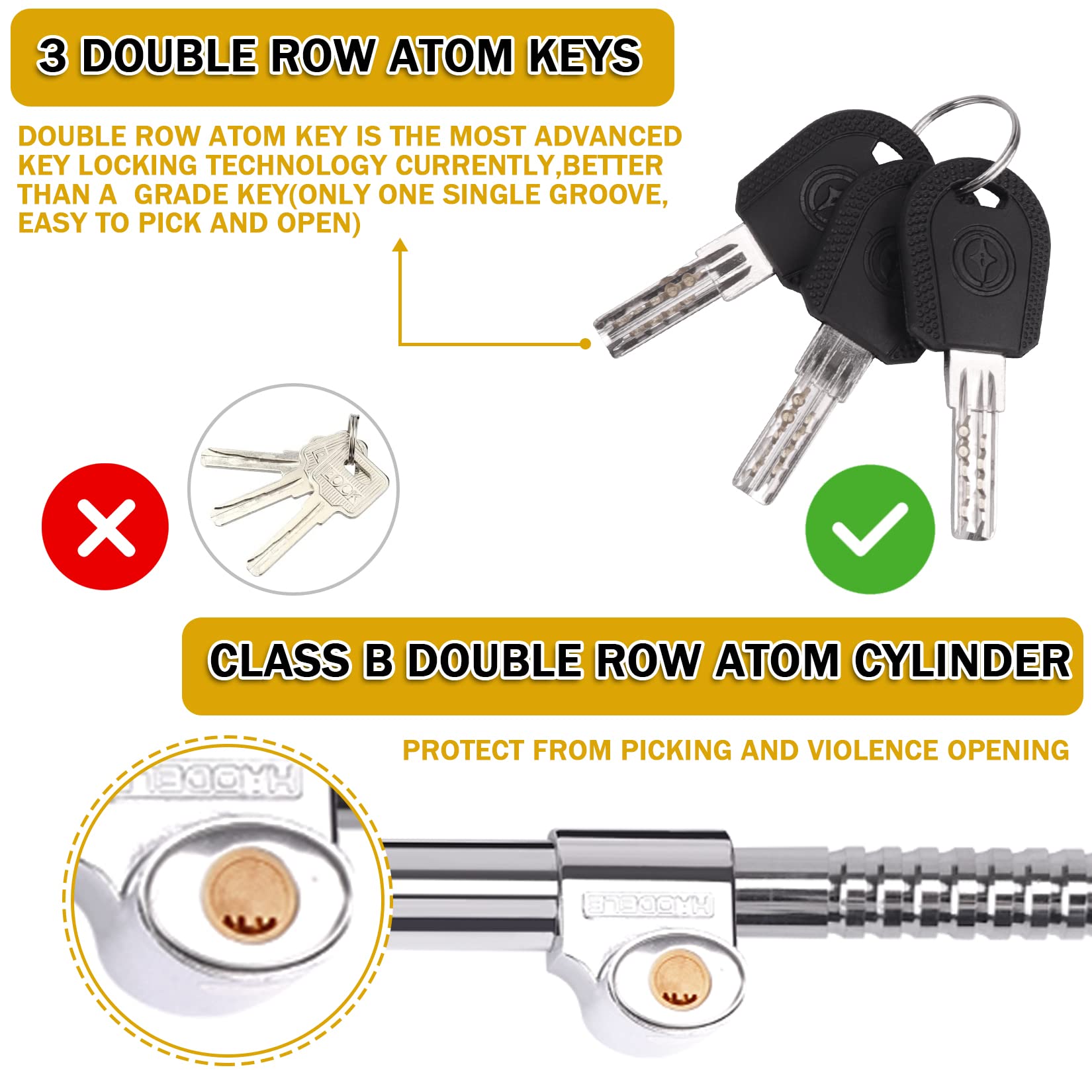 Tevlaphee Universal Steering Wheel Brake Lock Anti Theft Retractable Double Hook Car Clutch Pedal Lock For Car Truck Suv Van Sec