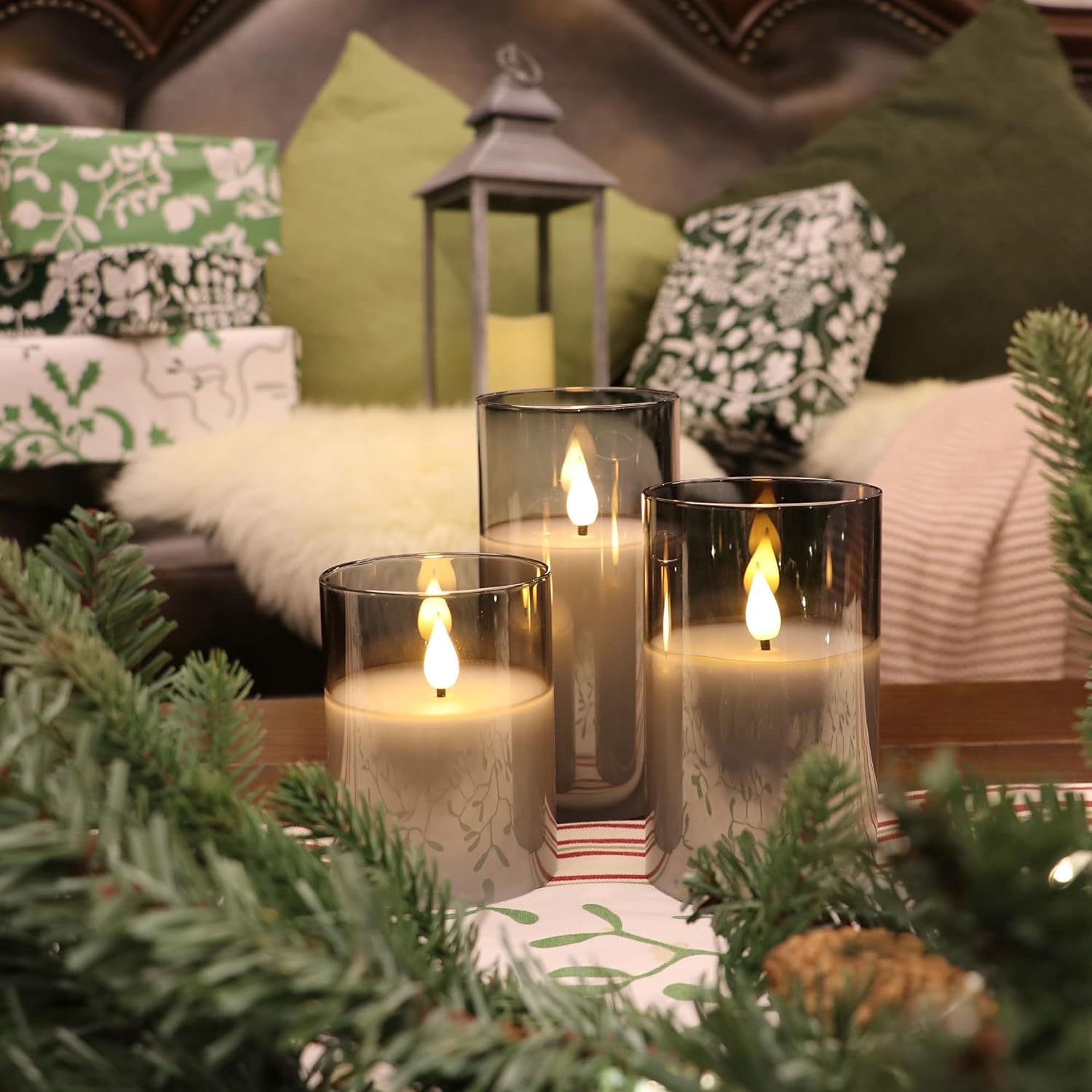 Yinuo Candle Flameless Led Candles Flickering, Battery Operated Candles With Timer Remote, Glass Effect Candles Warm Color Movin