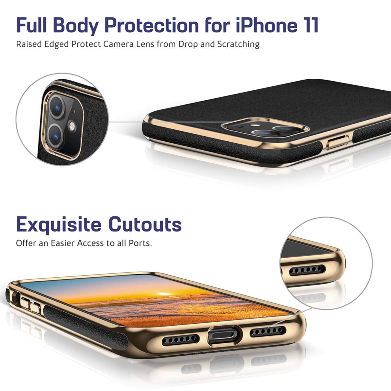 Lohasic For Iphone 11 Case, Thin Business Slim Premium Pu Leather Luxury Elegant Soft Anti Slip Scratch Resistant Full Protectiv