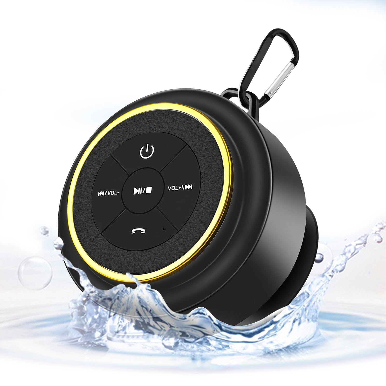 Kebrela Bluetooth Shower Speaker with Carabiner, Portable Bluetooth Speakers with Suction Cup, IP67 Waterproof, Wireless, Floati
