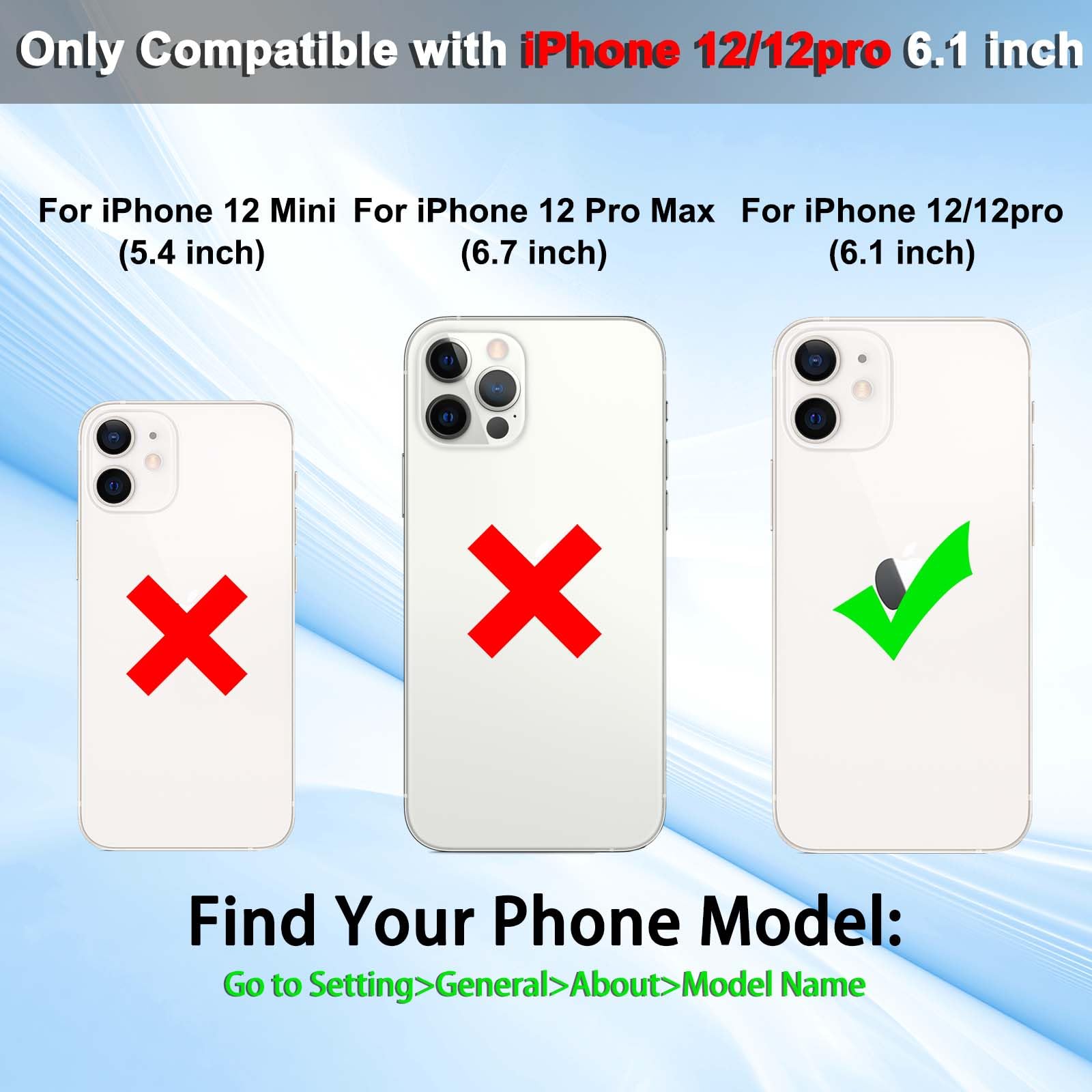 Vanavagy Wallet Case For Iphone 12/Iphone 12 Pro For Women Men,Rfid Block Leather Flip Folio Phone Cover Fits Magnetic Car Mount