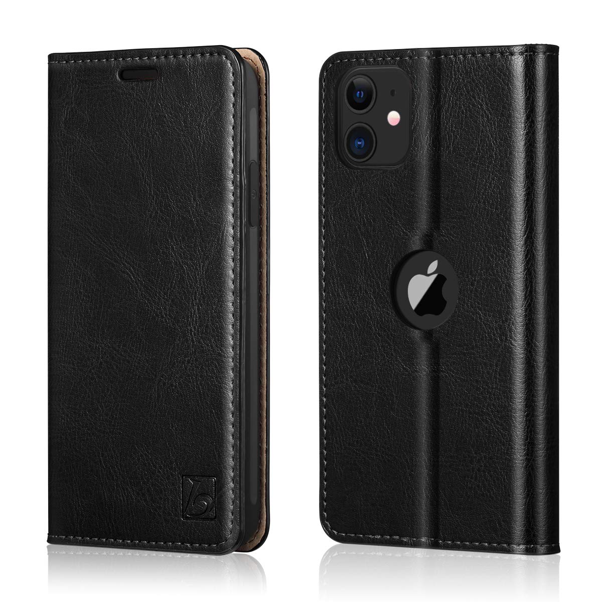 Belemay Genuine Leather Iphone 11 Wallet Case   Slim, Card Slots, Kickstand, 6.1 Inch, Brown