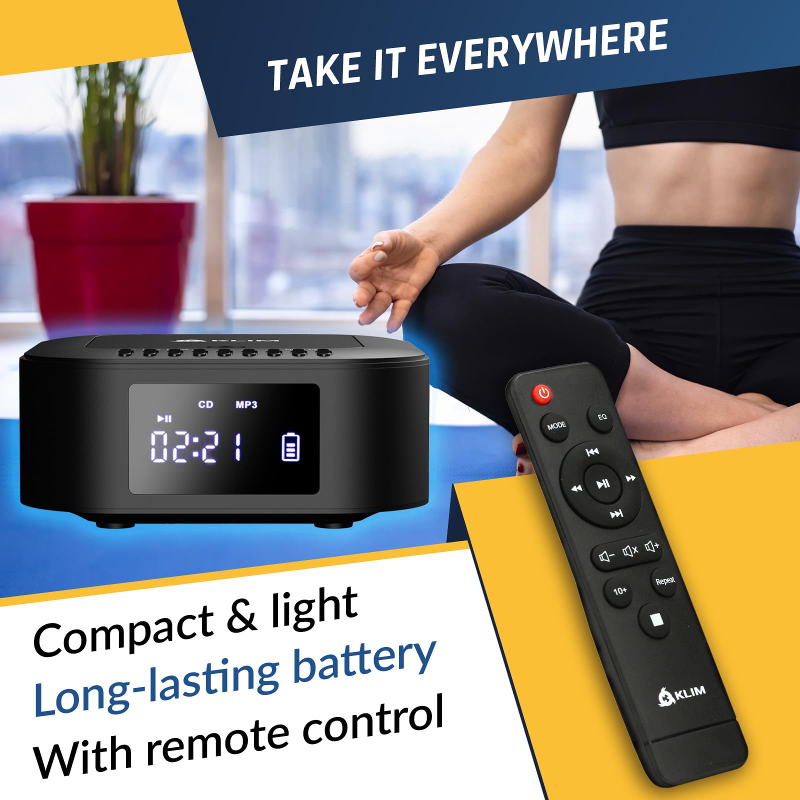 Klim Boombox E1   Cd Player Portable Audio System + Extra Bass With Subwoofer + Fm Radio, Cd Mp3 Bluetooth Aux Usb + Wired And W