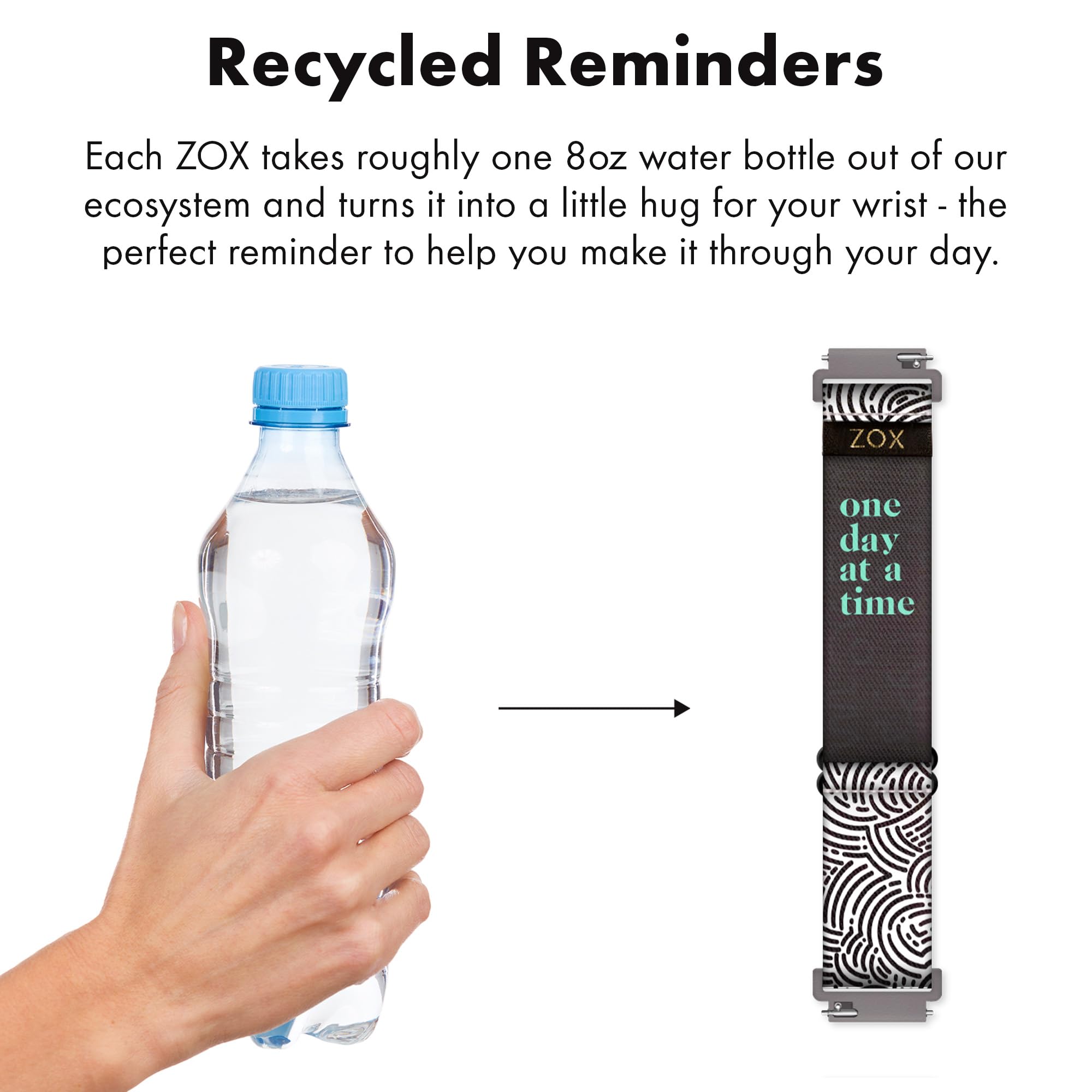 Zox Android Smart Watch Band - One Day At A Time | Soft, Adjustable Elastic Band With Motivational Affirmations And Beautiful Ar