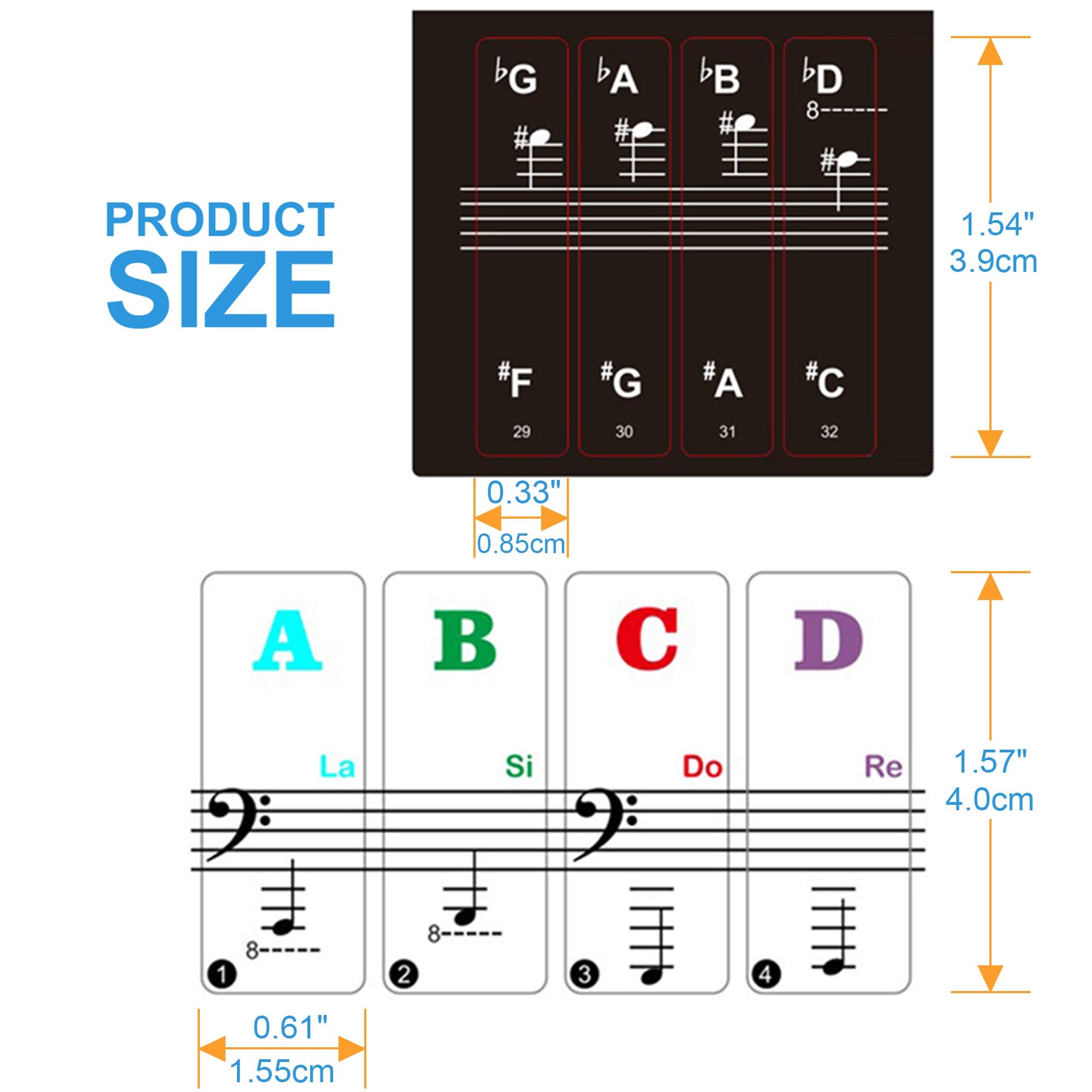 Piano Keyboard Stickers For 88/61/54/49/37 Key, Bold Large Letter Piano Stickers For Learning, Removable Piano Keyboard Letters,