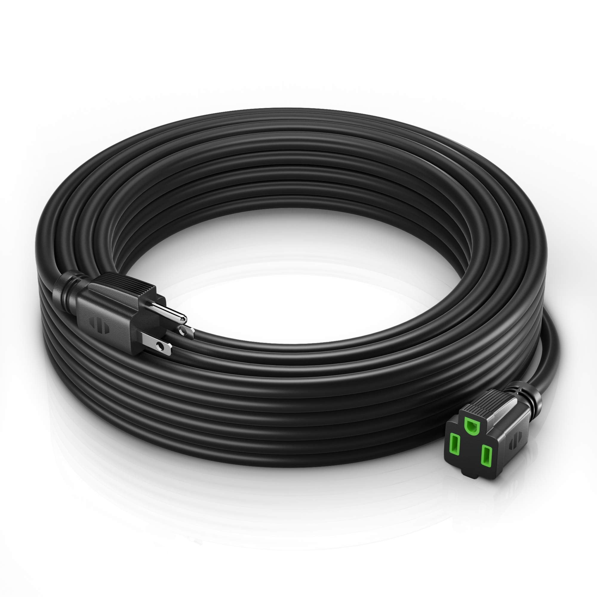 Maximm 50 Ft Black with Green Indicators Extension Cord, Heavy Duty 3-Prong Outdoor Power Cable, ETL Listed for Contractors