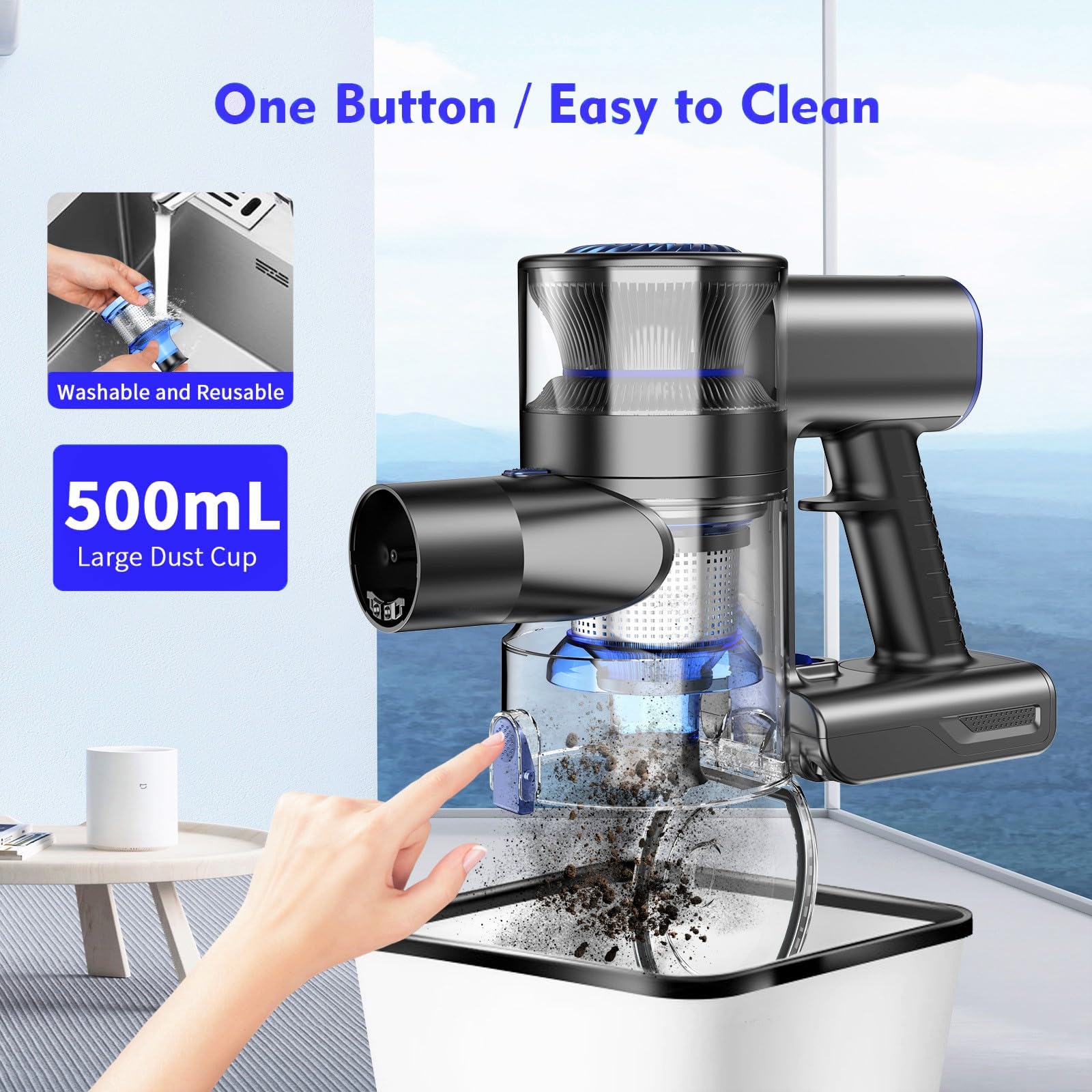 Mbttodf Cordless Vacuum Cleaner, 80000 Rpm High Speed Brushless Motor Powerful Vacuum Cleaners For Home, Up To 40 Mins Runtime,