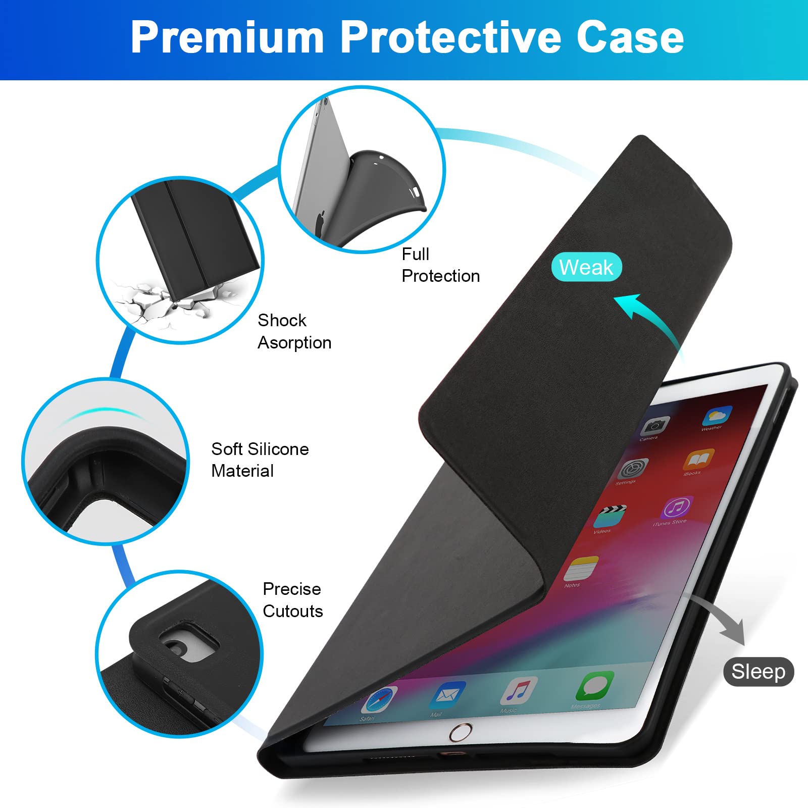 Soppy Keyboard Case For Ipad 9Th 2021, Ipad 8Th 2020, Ipad 7Th Generation 2019 10.2 Inch, Ipad Air 3 2019, Ipad Pro 10.5 2017, D