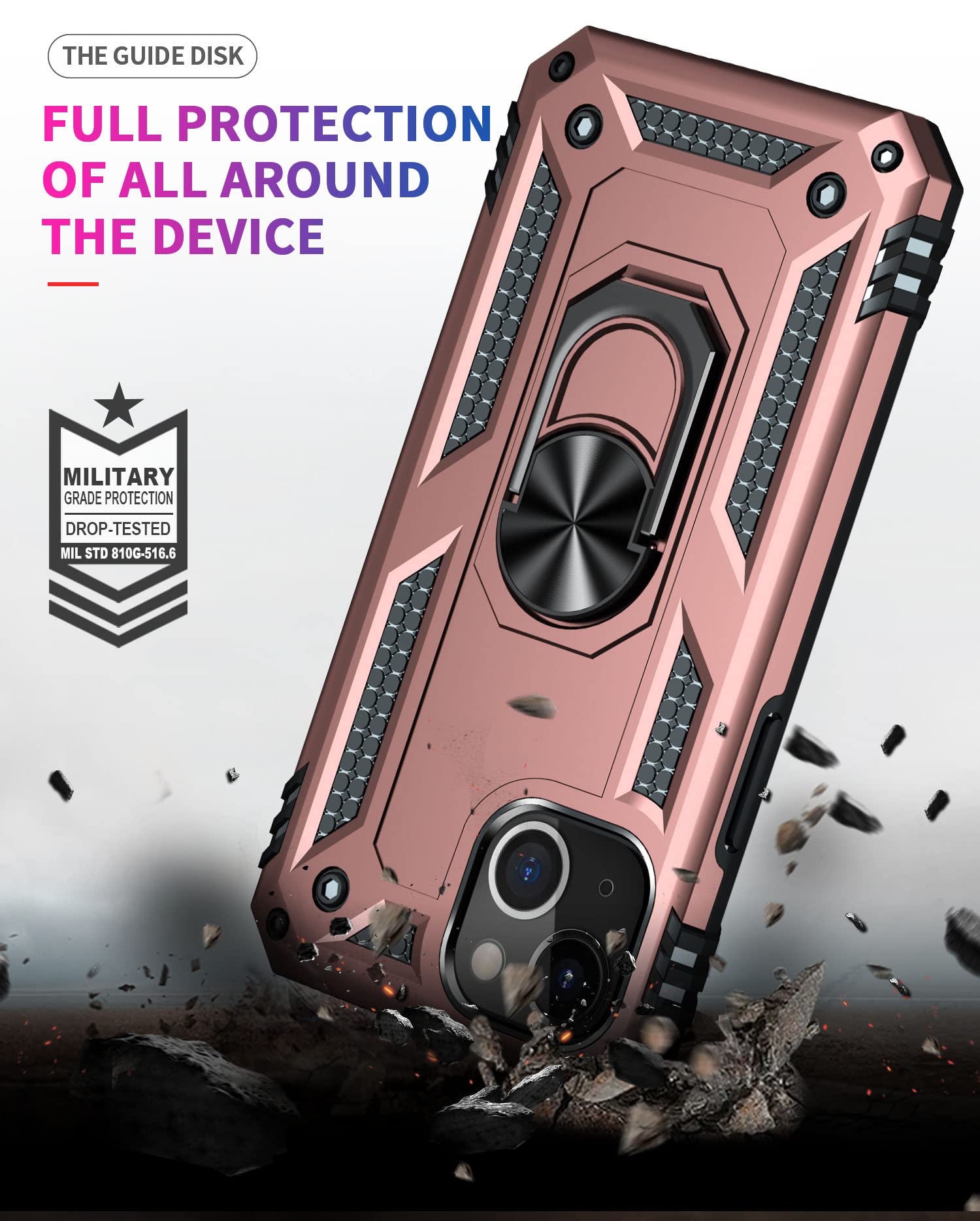 Addit Phone Case For Iphone 14 Plus Case Iphone 14 Plus Phone Case Woman, With Ring Holder Stand, Support Magnet Car Mount, Mili