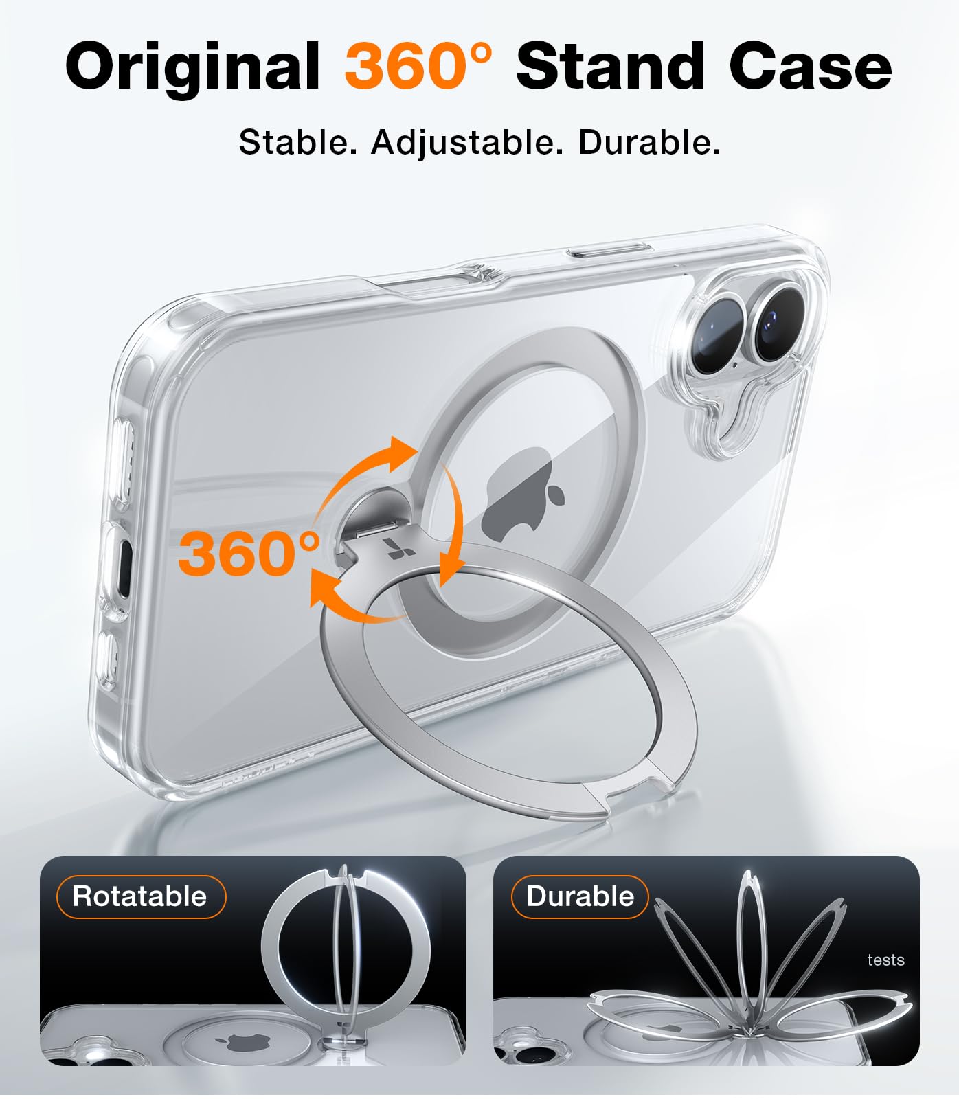 Torras 360 Spin Stand For Iphone 16 Plus Case, Compatible With Magsafe, 12Ft Military Grade Protective Case For Iphone 16 Plus P