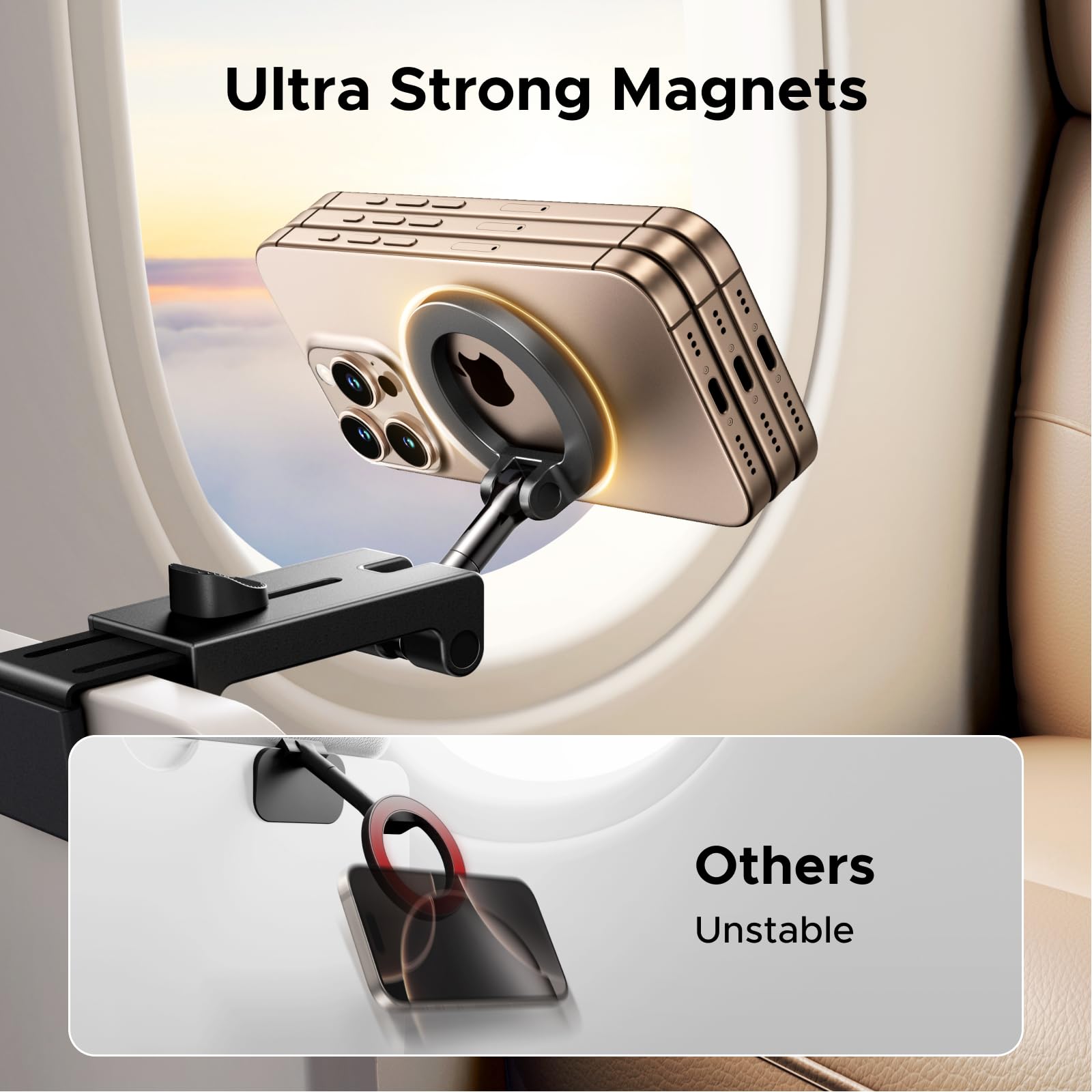 Ugreen Airplane Phone Holder For Magsafe Air Plane Travel Essentials Magnetic Phone Mount Compatible With Iphone 16 15 14 13 12