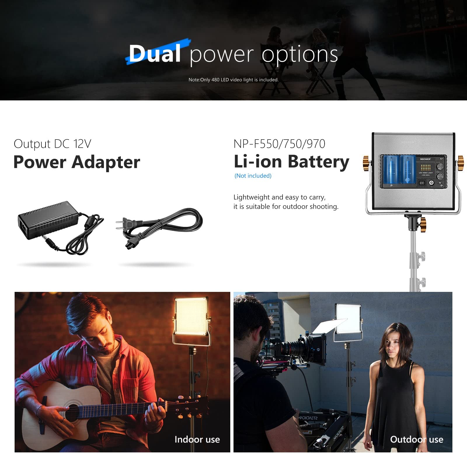 Neewer Dimmable Bi Color Led With U Bracket Professional Video Light For Studio, Youtube Outdoor Video Photography Lighting Kit,