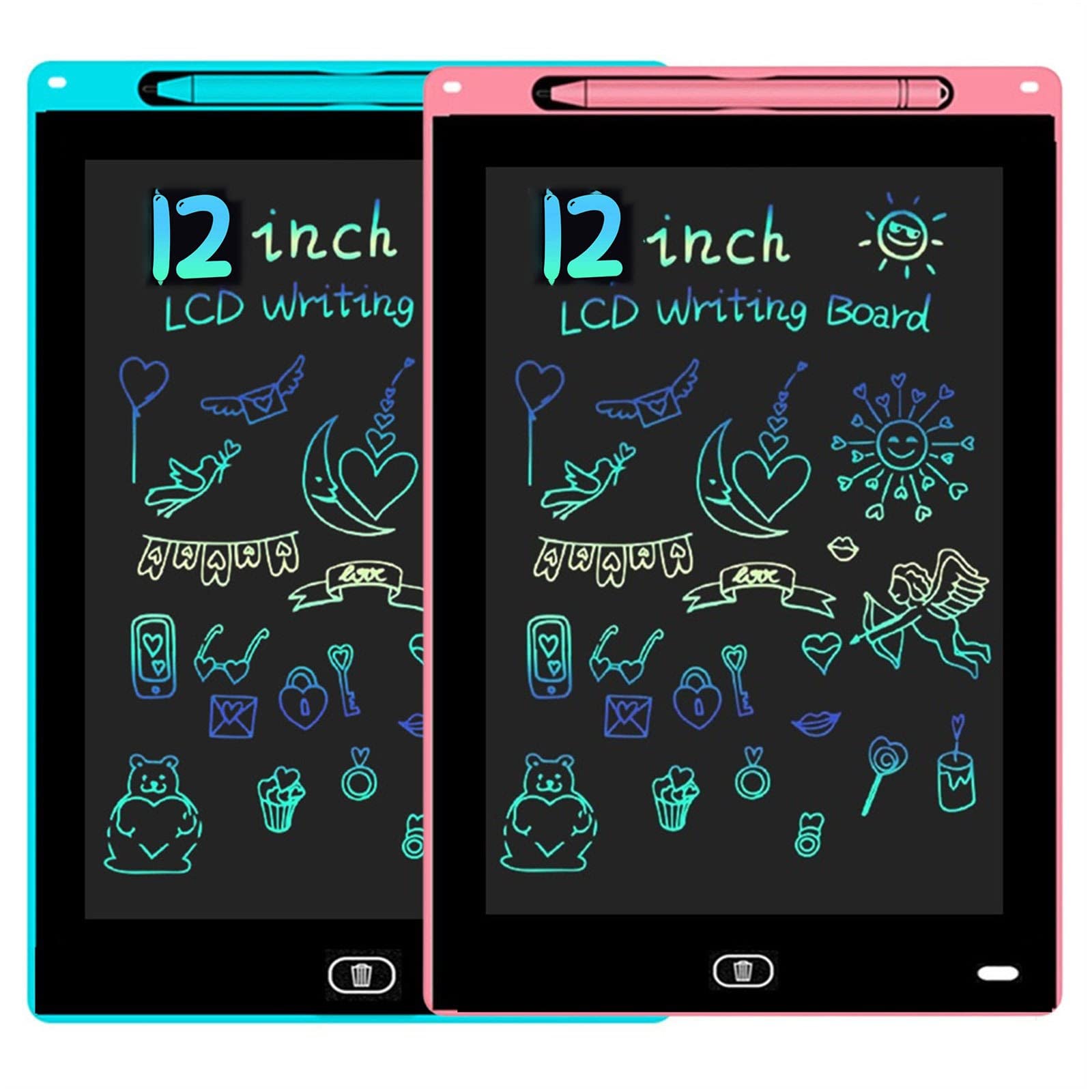 2 Pack Lcd Writing Tablet For Kids Doodle Board 12 Inch, Electronic Drawing Tablet Drawing Pad,Notebook Boogie Tablet For Toddle