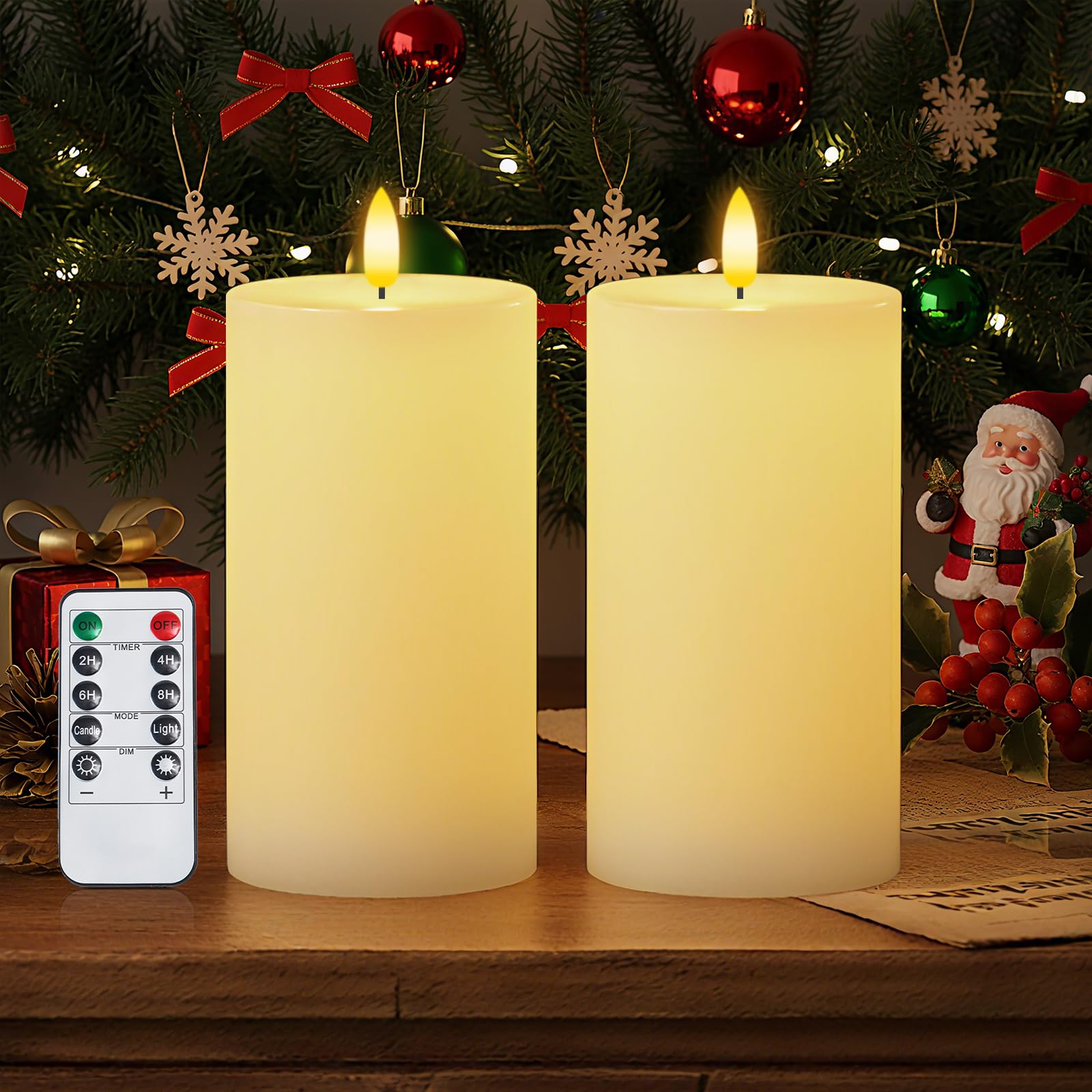 Homemory White 3x6 Inch Flameless Candles Battery Operated with Remote Timer, Real Wax LED Pillar Candle for Home Fireplace Bedr