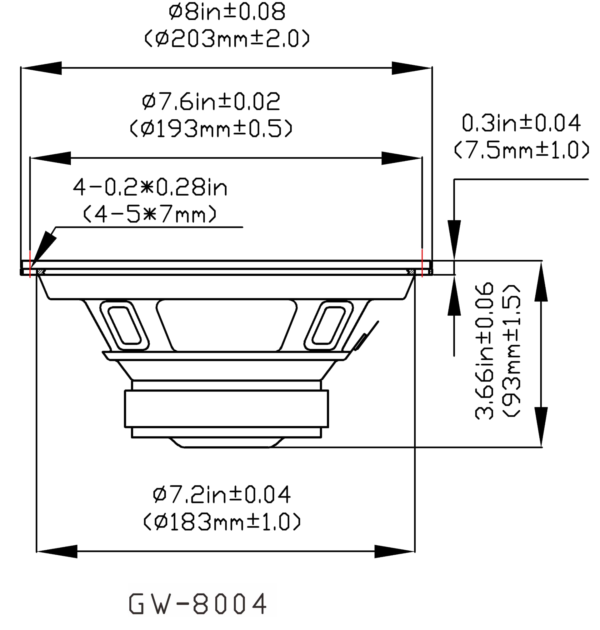 Goldwood Sound Gw 8004/8 Two Way 8'' Woofer With Tweeter 50 Watt 8Ohm Speaker,Black