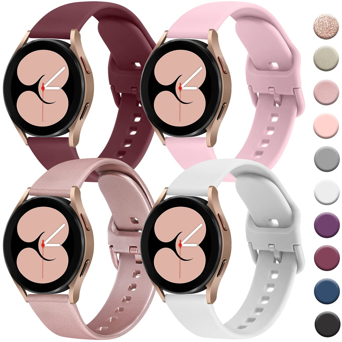 4 Pack Bands Compatible With Samsung Galaxy Watch 4 Band 40Mm 44Mm, Galaxy Watch 4 Classic Band 42Mm 46Mm, Galaxy Watch 5 Bands,