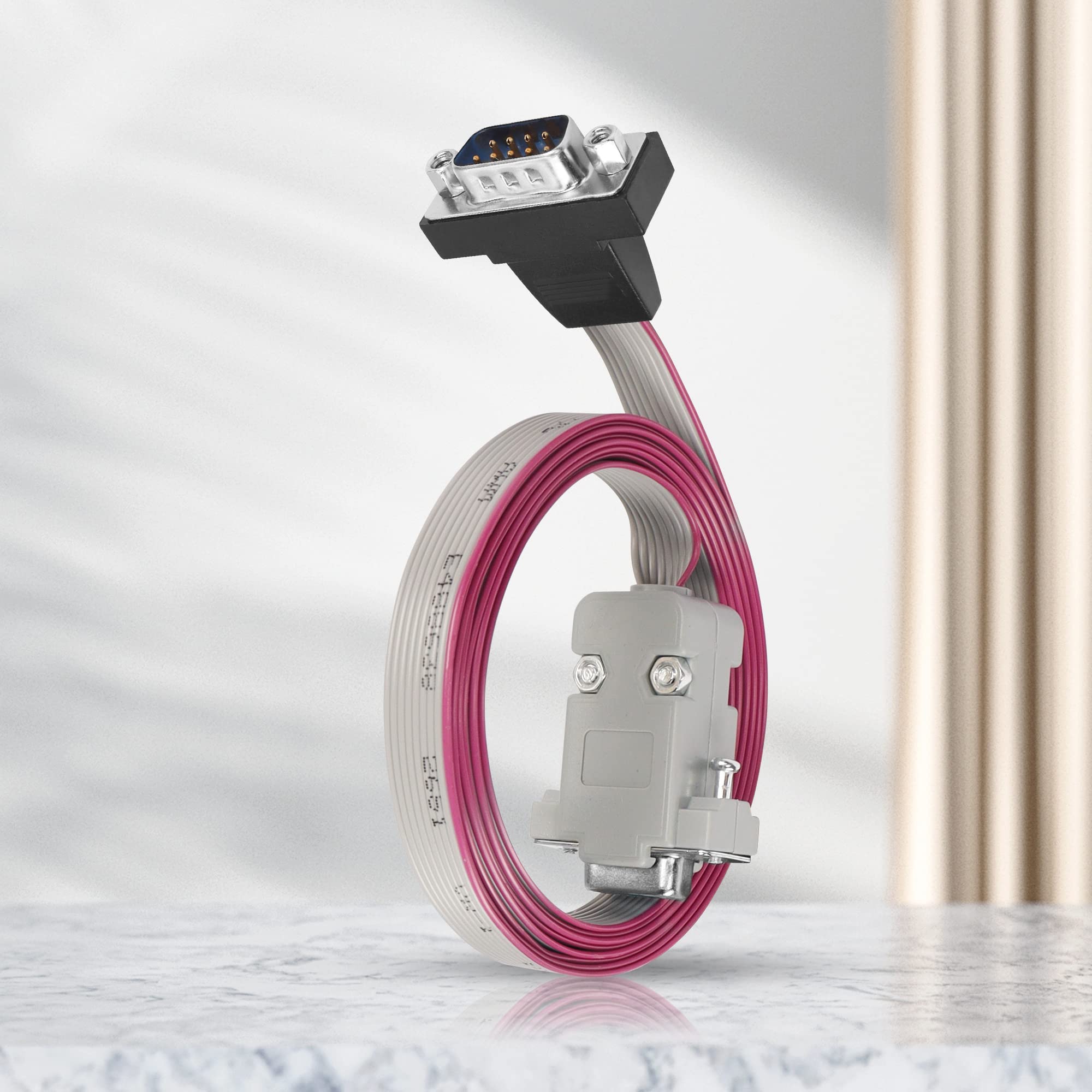 Pngknyocn Db9 Flat Ribbon Cable,2 Pack Rs232 Male To Female Extension Serial Cable(1.8M/5.9Ft