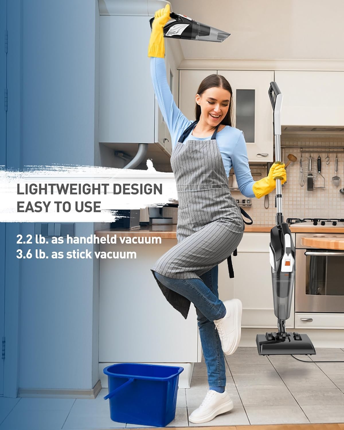 Hihhy Vacuum Cleaner, Stick Vacuum Corded, 4 In 1 Handheld Small Vacuum Cleaners For Home, Mini Vacuum Lightweight 20Kpa 600W Po