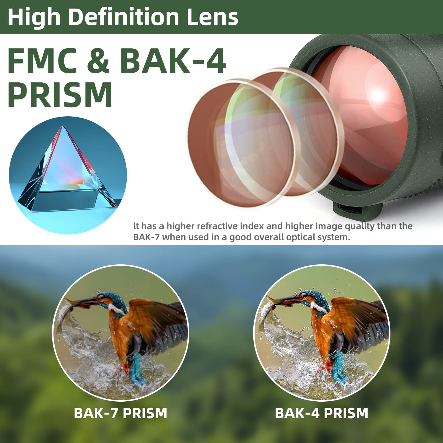 Pankoo 40X60 Monocular Telescope With Smartphone Holder & Upgraded Tripod, 2024 Bak4 Prism Fmc Monoculars For Adults, Hd Monocul